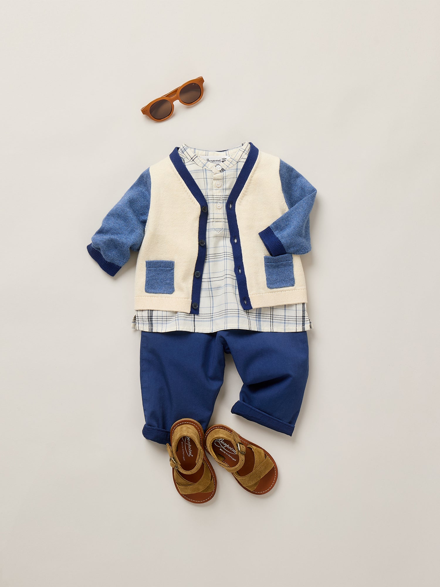 Tahiel V-neck cardigan in organic cotton and cashmere • ボンポワン