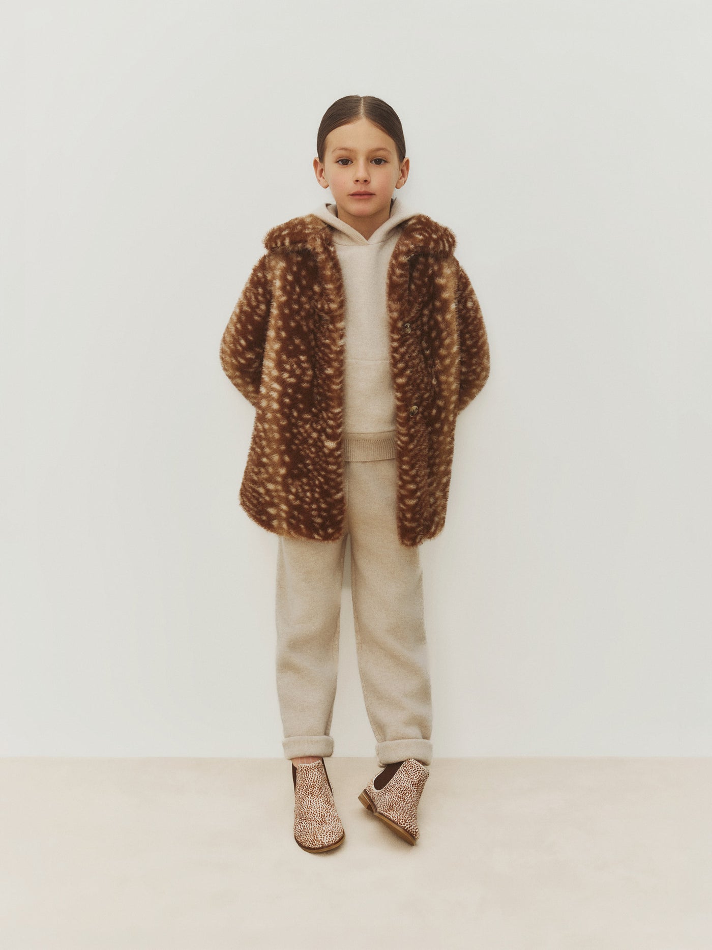 Doogie fawn-print coat in faux fur
