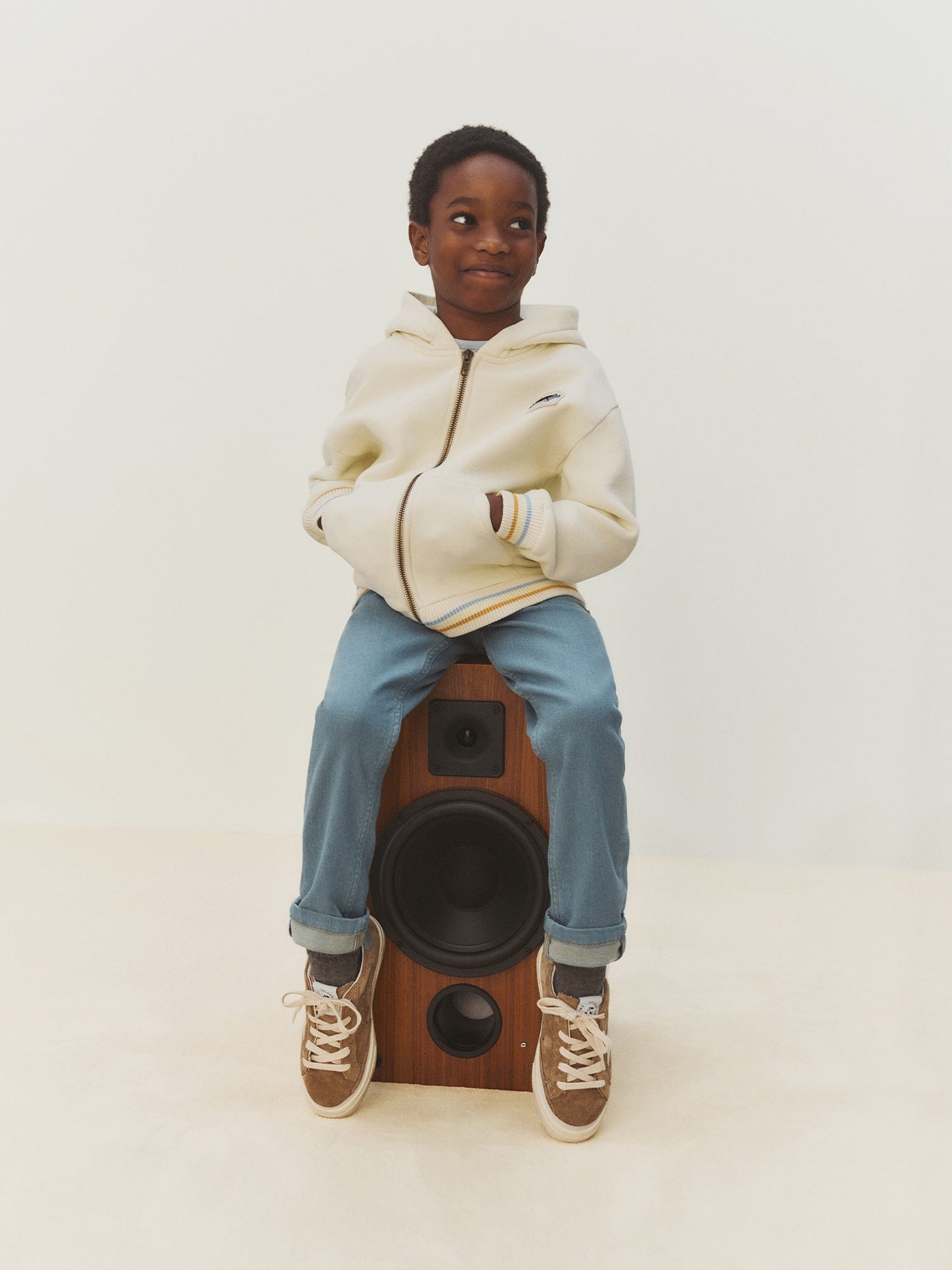 Elroy ecru hooded sweatshirt in organic cotton