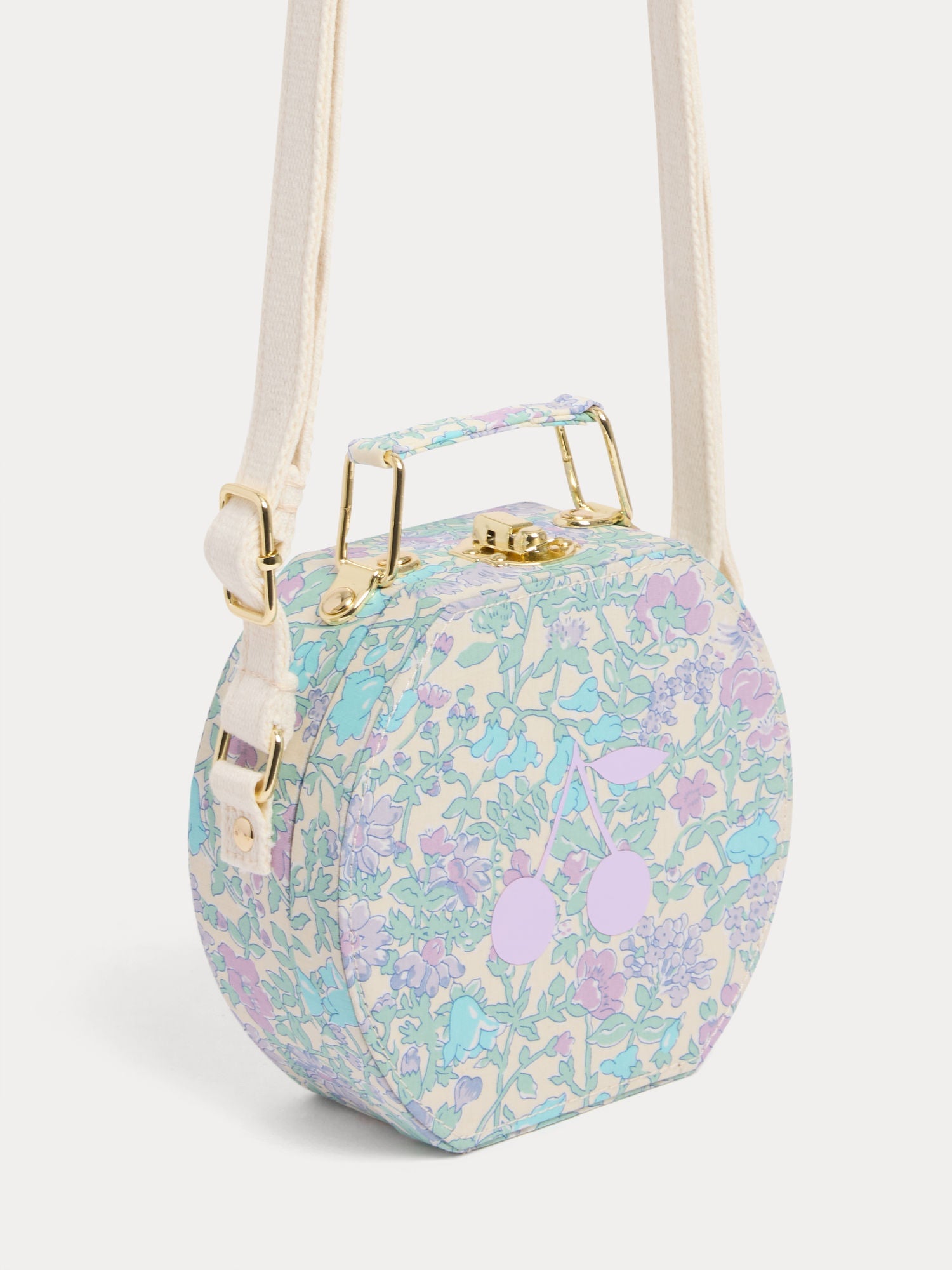 Jadore Suitcase Bag in Liberty fabric with cherry print in organic