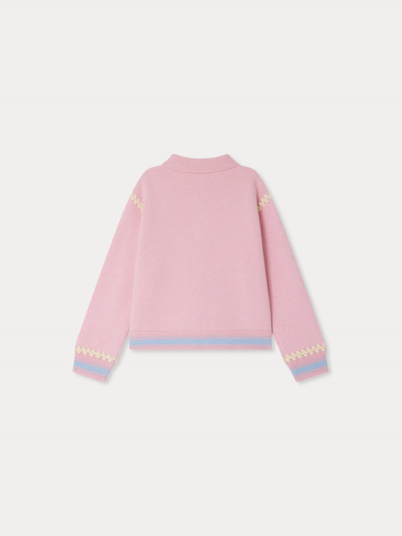 Bonpoint x Guest in Residence Liberté cardigan with contrasting embroidery in pink cashmere