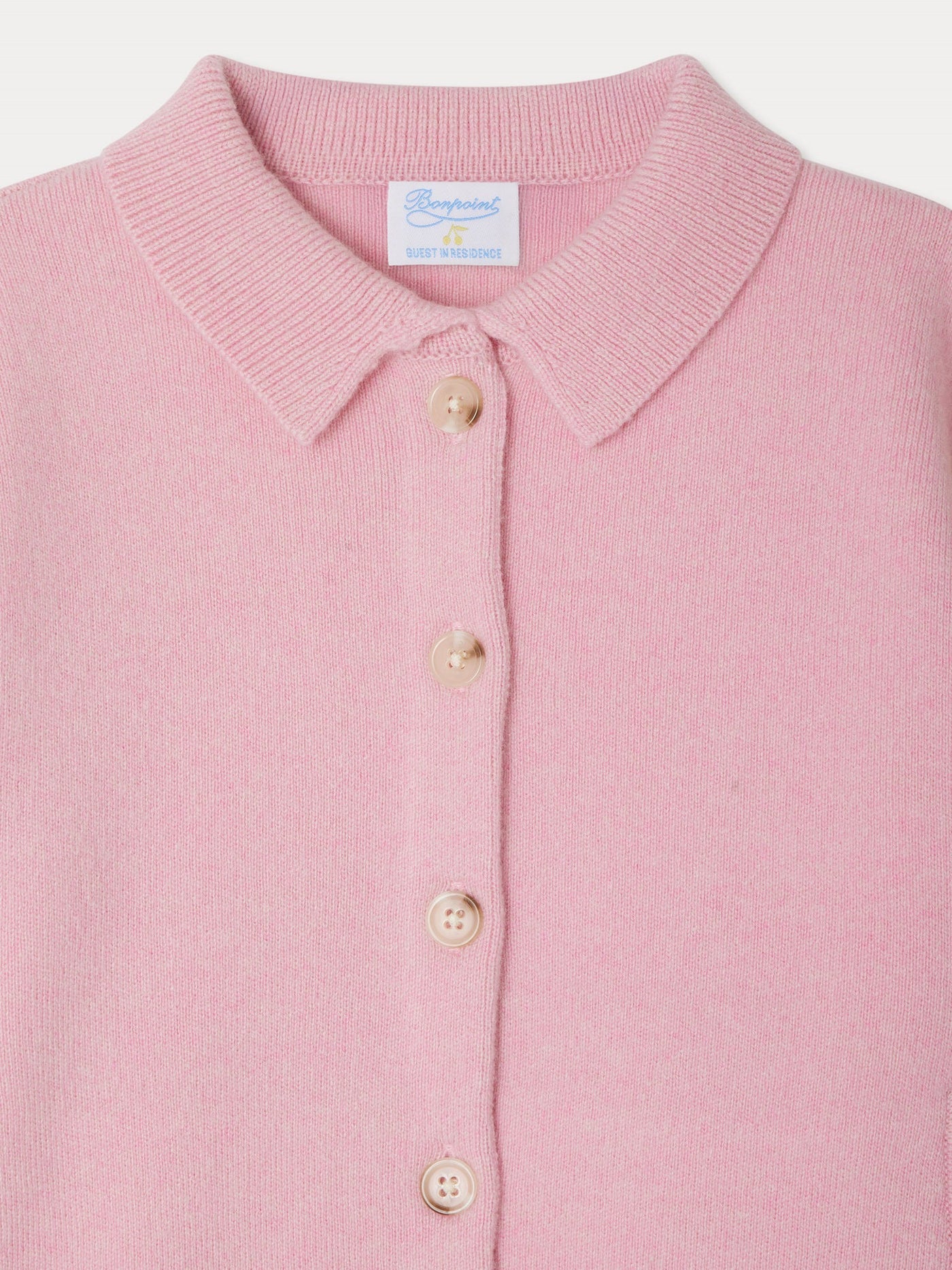 Bonpoint x Guest in Residence Liberté cardigan with contrasting embroidery in pink cashmere