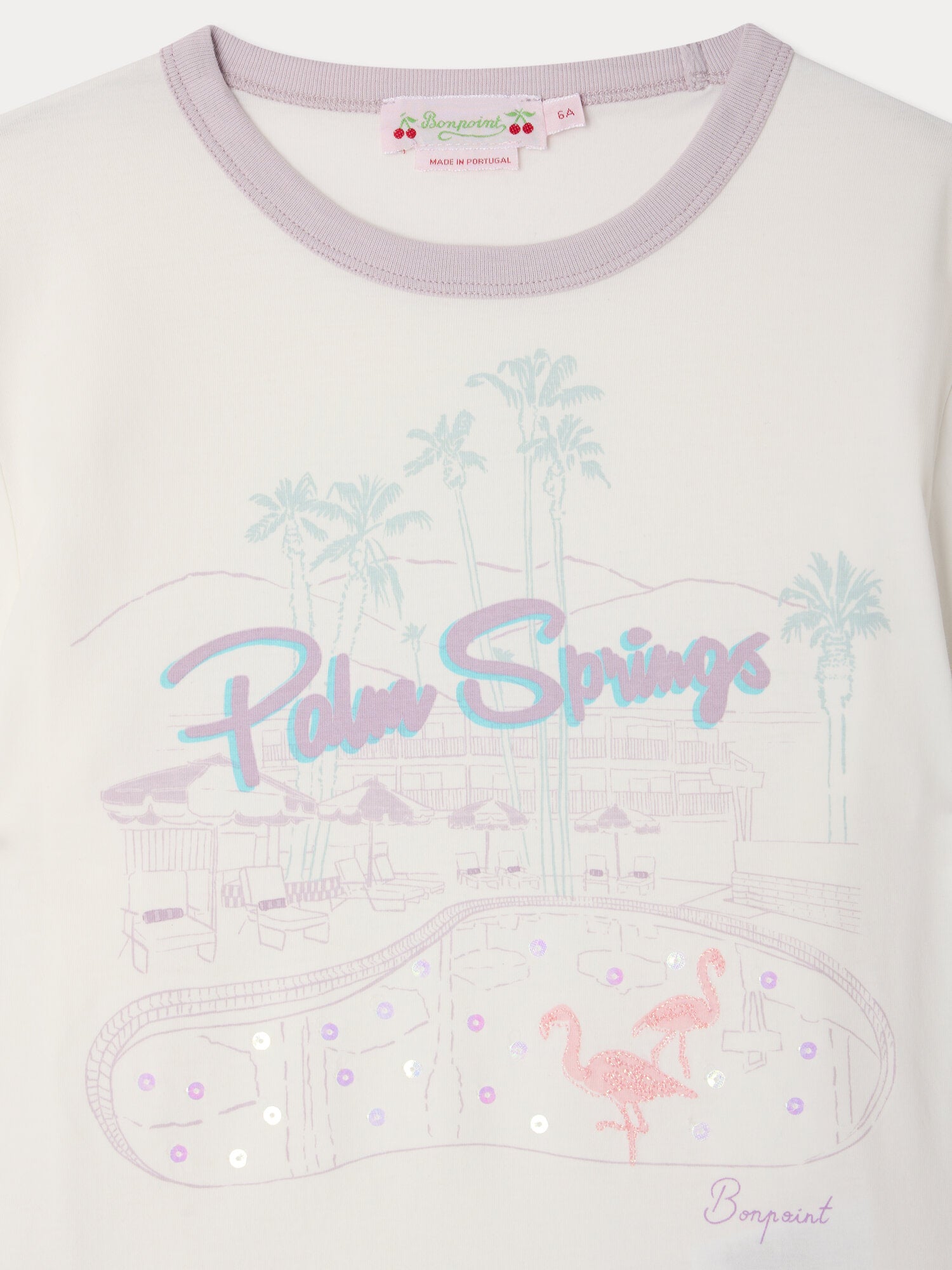 Emma T-shirt printed and embroidered with Palm Springs in organic