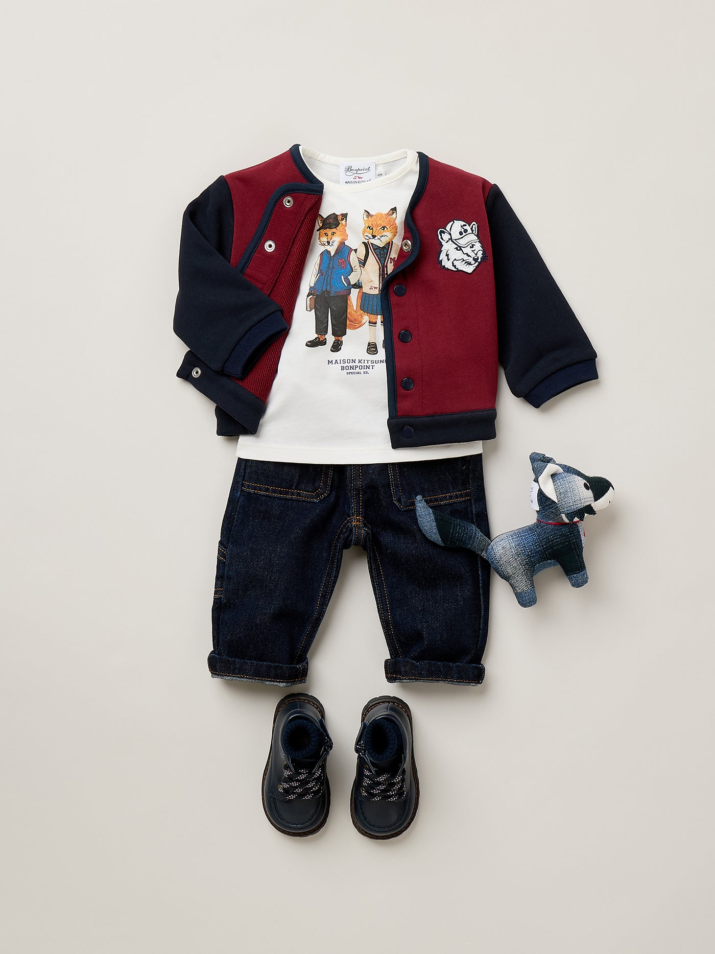 Bonpoint x Maison Kitsuné カレッジフォックスTシャツ