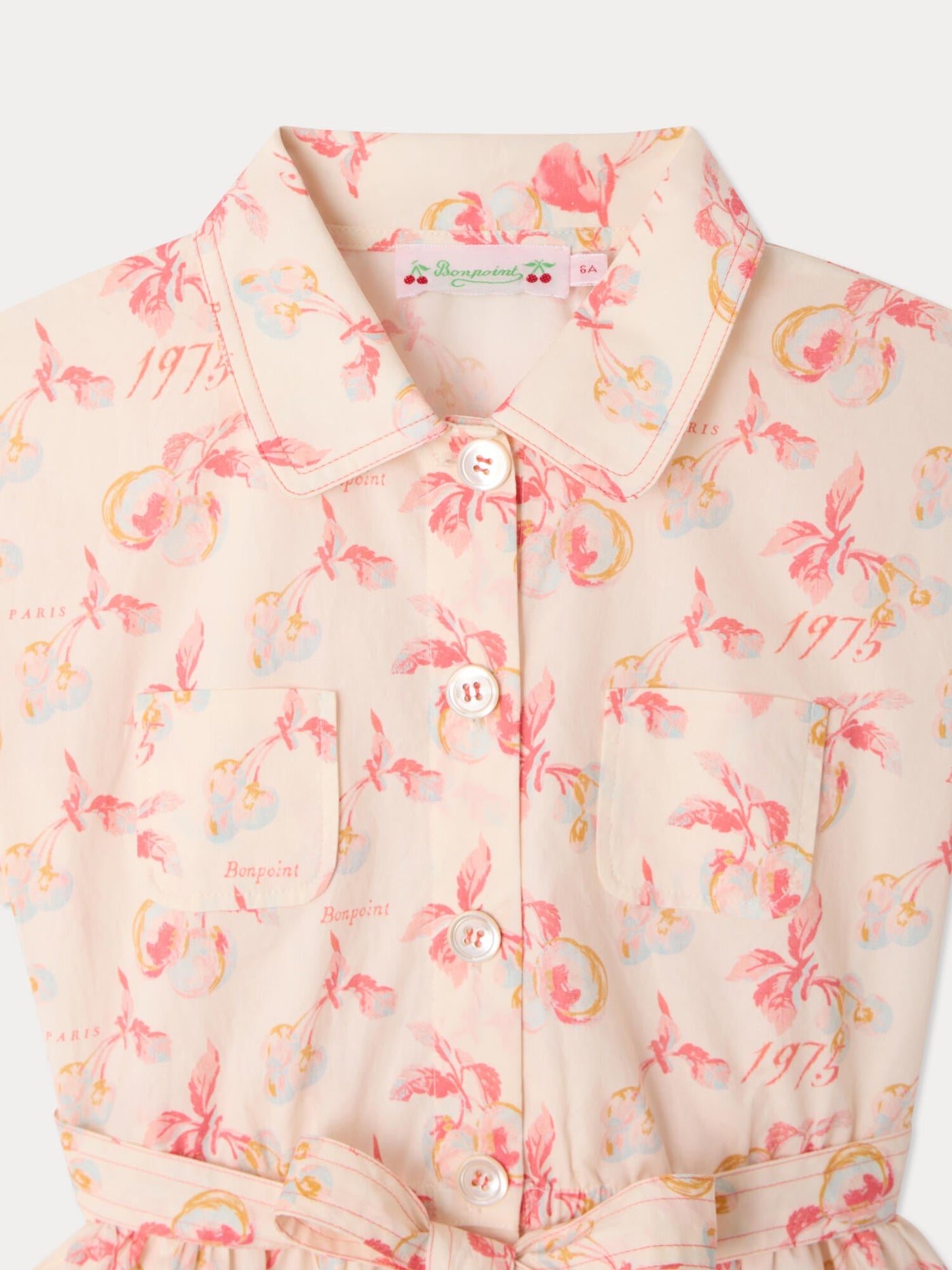 Gisèle dress with cherry print in organic cotton