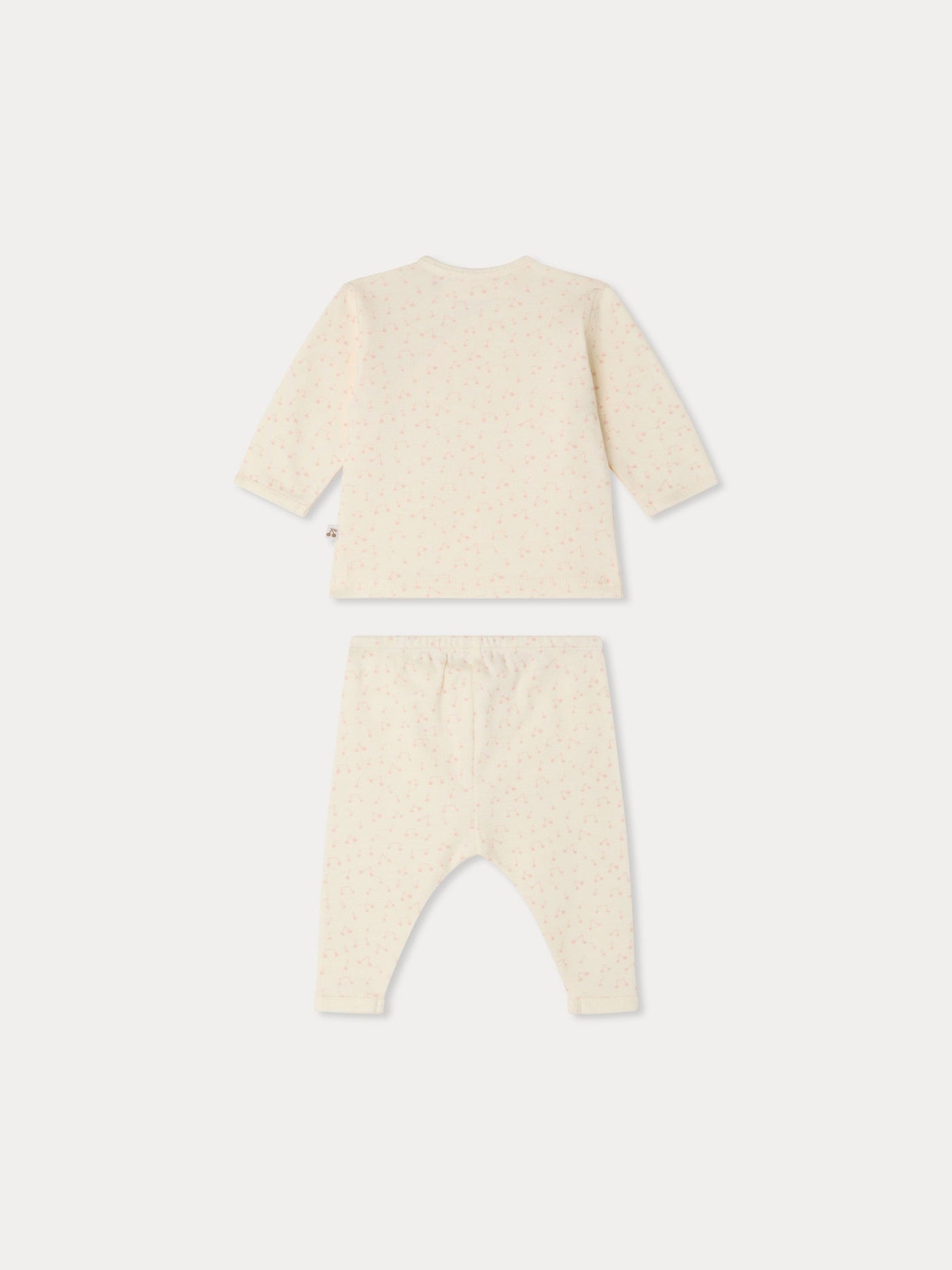 Timao set printed with cherries and musical notes in organic cotton