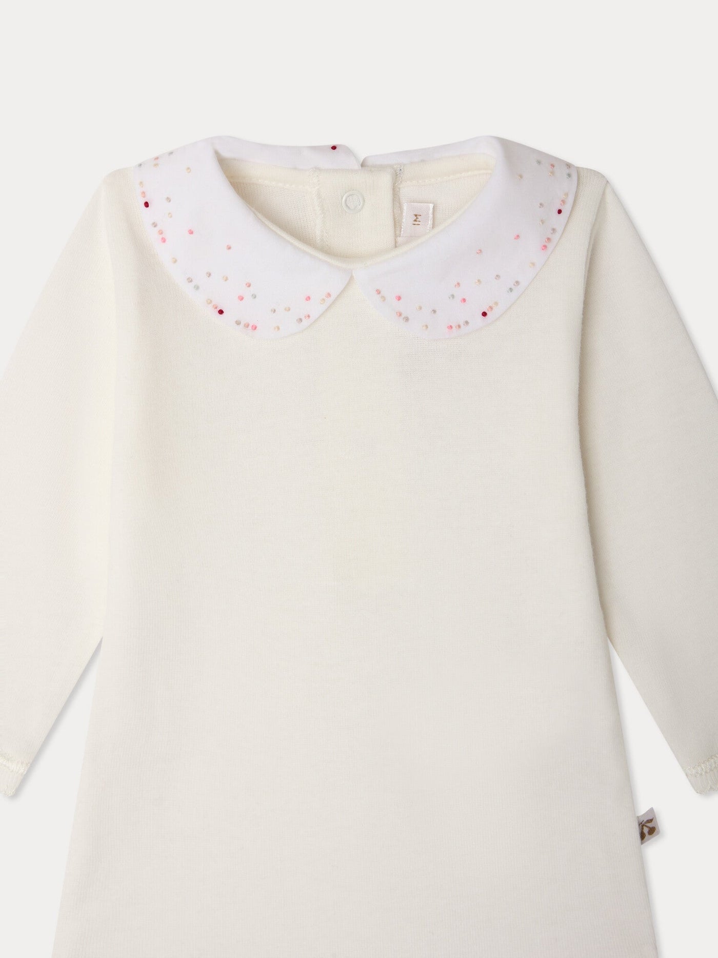 Cygne hand-embroidered polka dot bodysuit in organic cotton