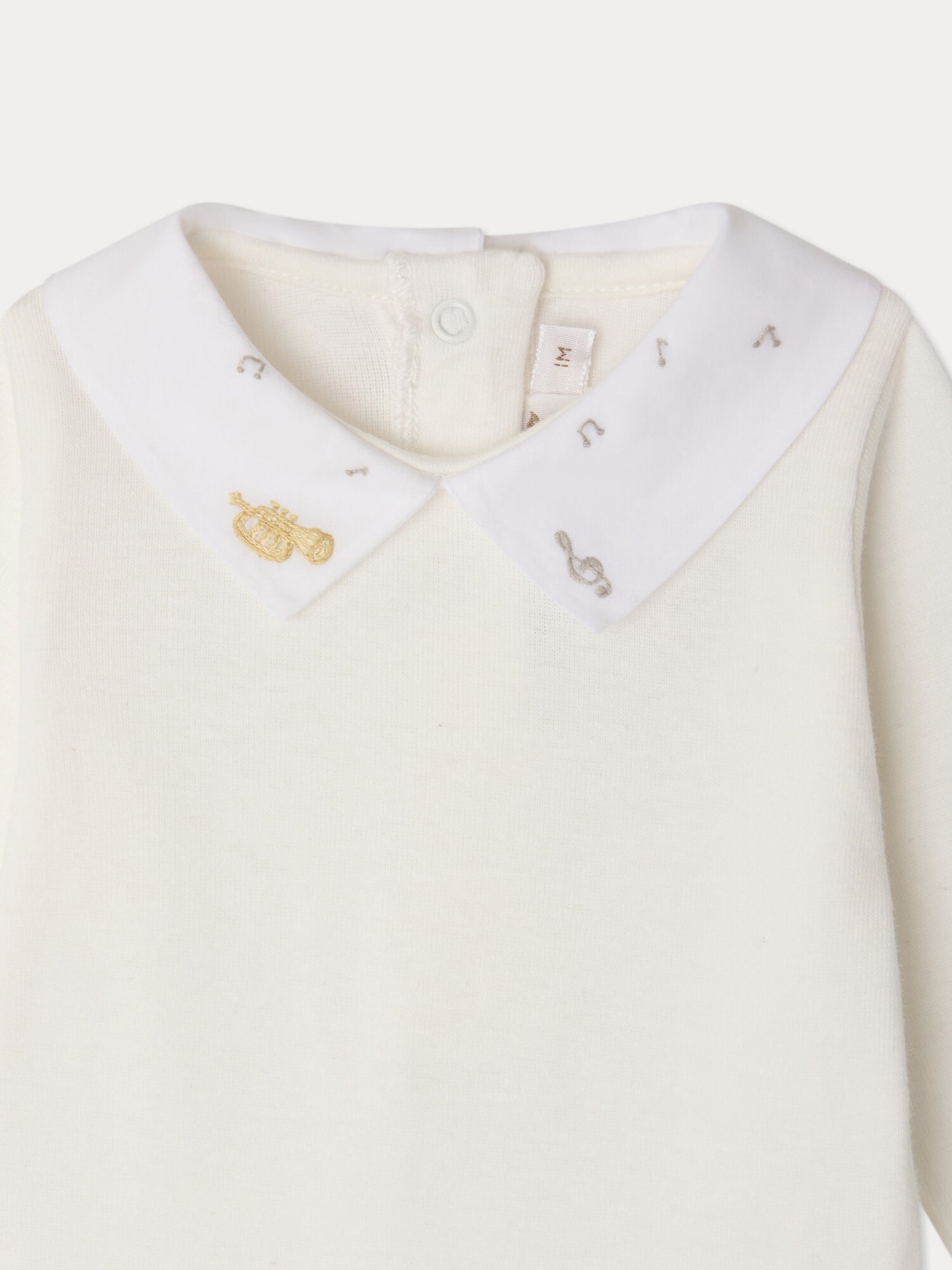 Septembre hand-embroidered trumpet bodysuit in organic cotton