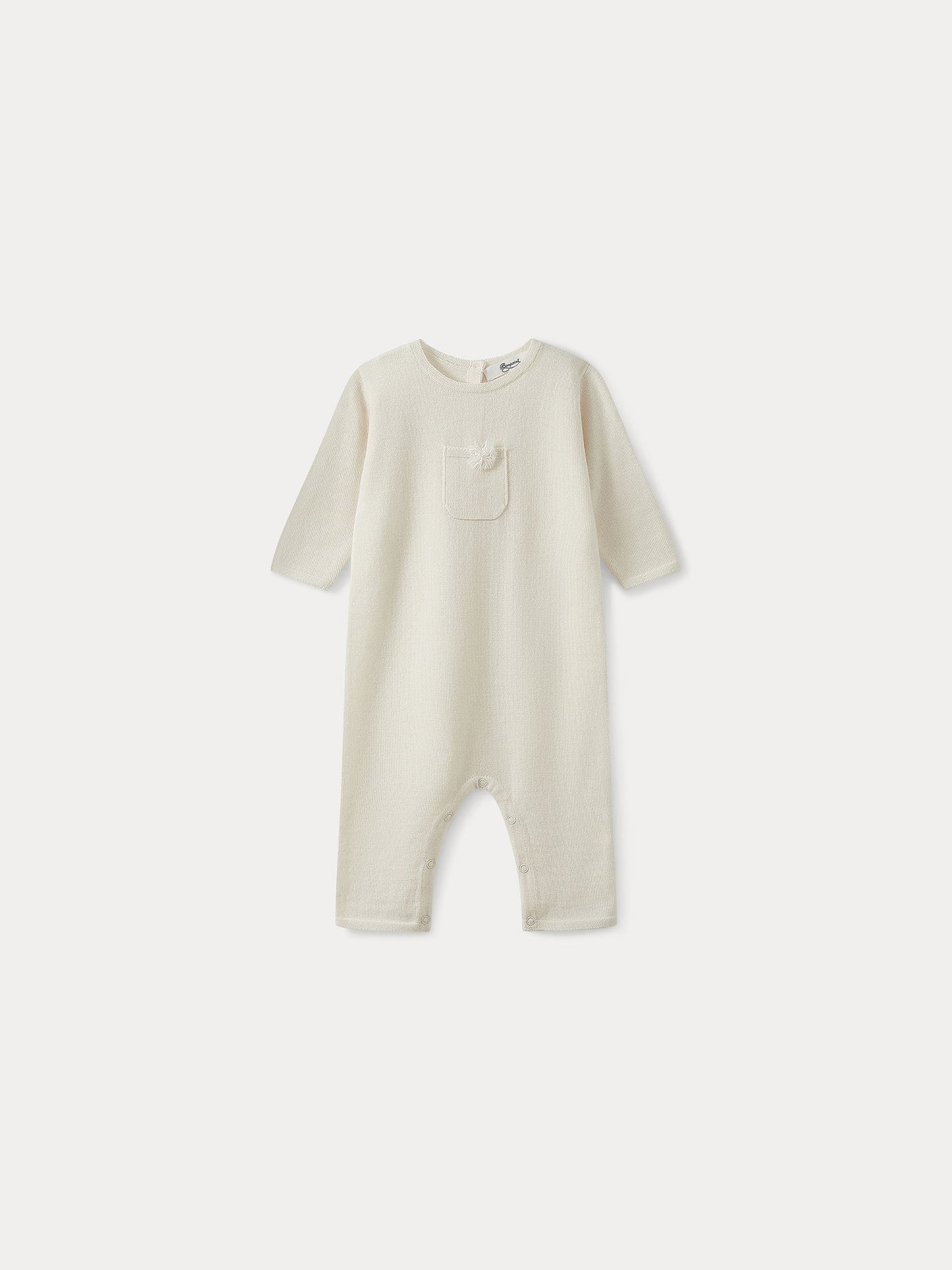 Baby cashmere sleepsuit in milk-white