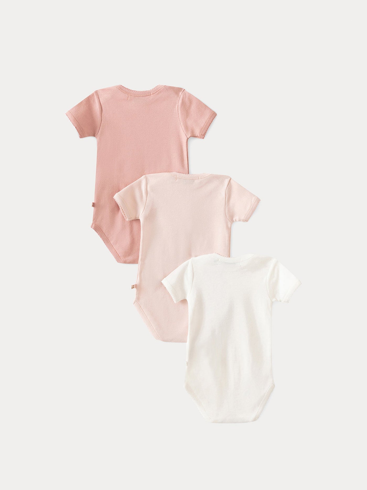 Set of 3 organic cotton short-sleeved bodysuits in pink