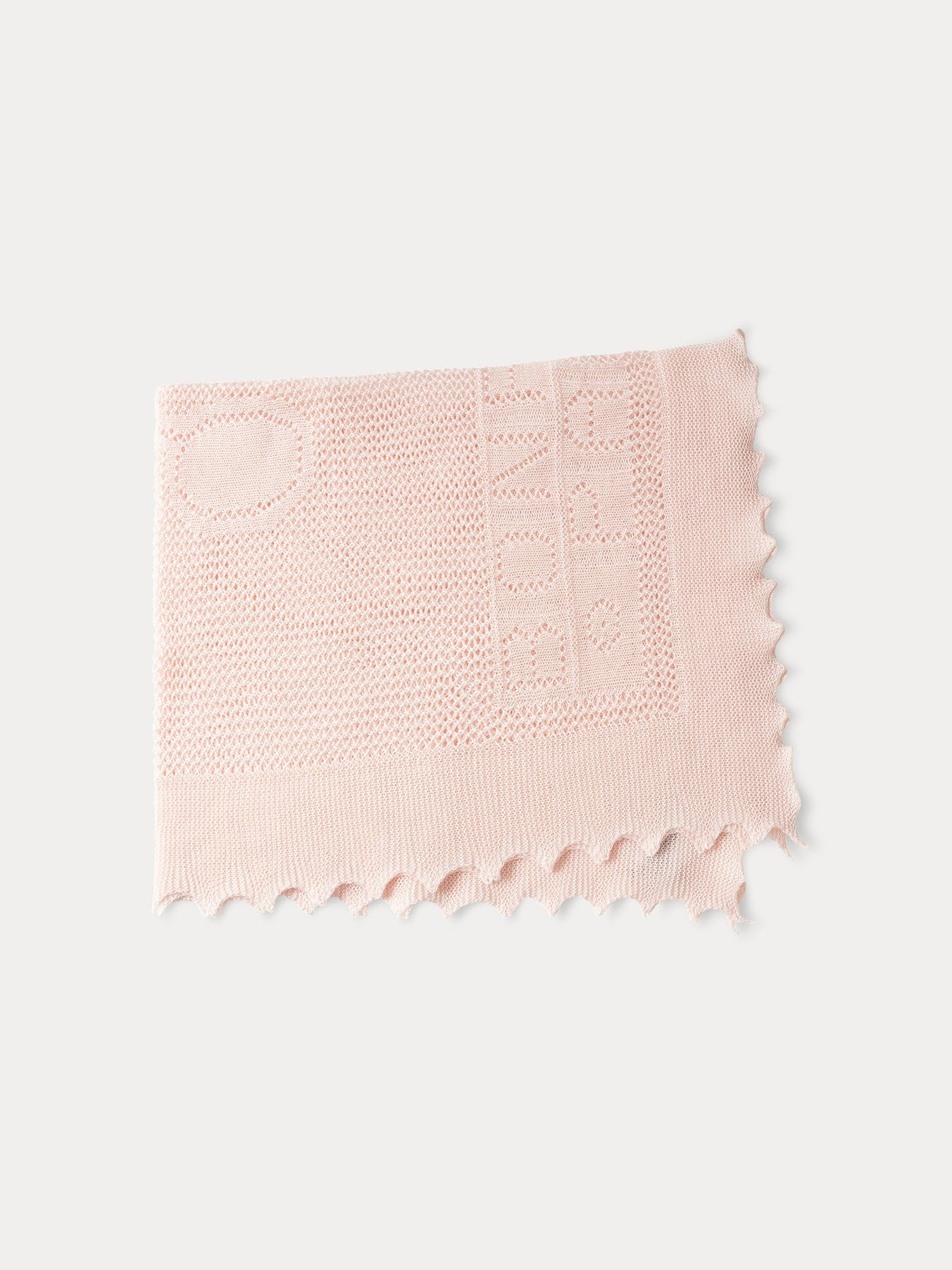 Cotton and wool blend shawl in pale pink