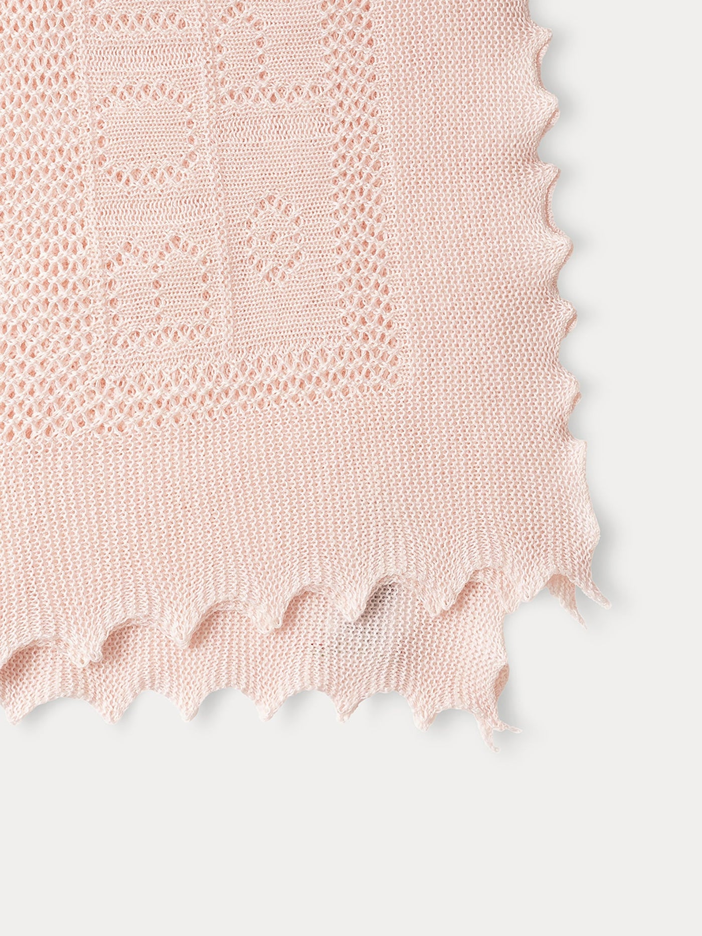 Cotton and wool blend shawl in pale pink