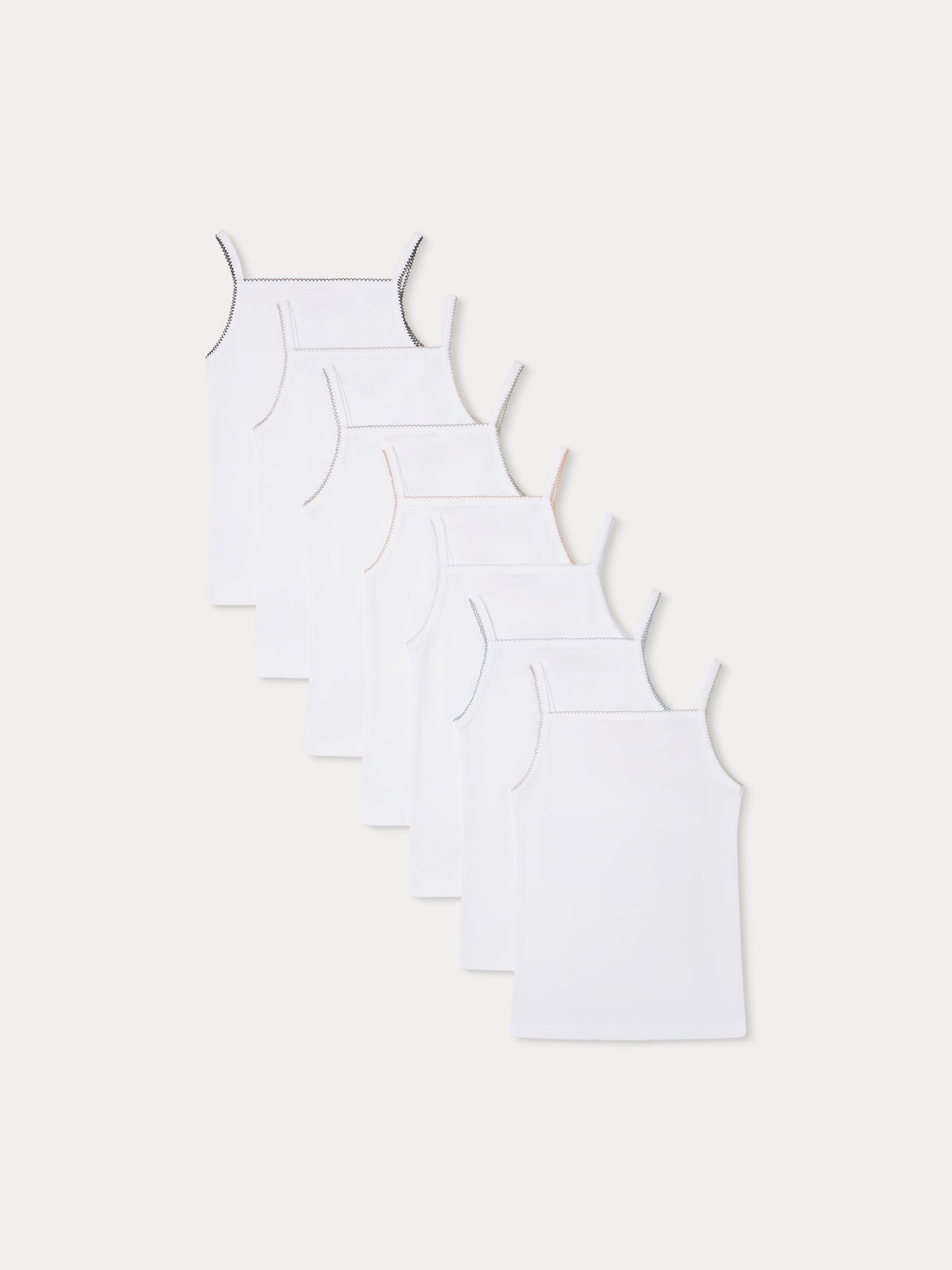 Set of 7 embroidered organic cotton tank tops