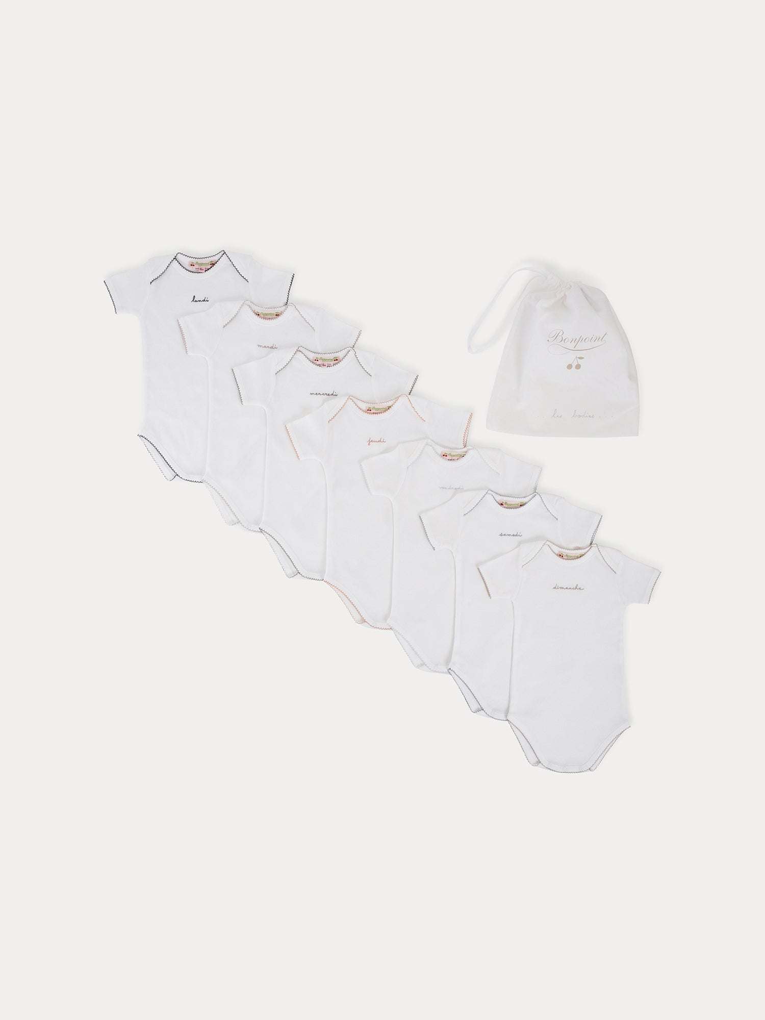 【タグ付新品】Bonpoint★ボンポワン★ロンパース Baby Day-of-the-Week Onesies white • ボンポワン公式オンライン