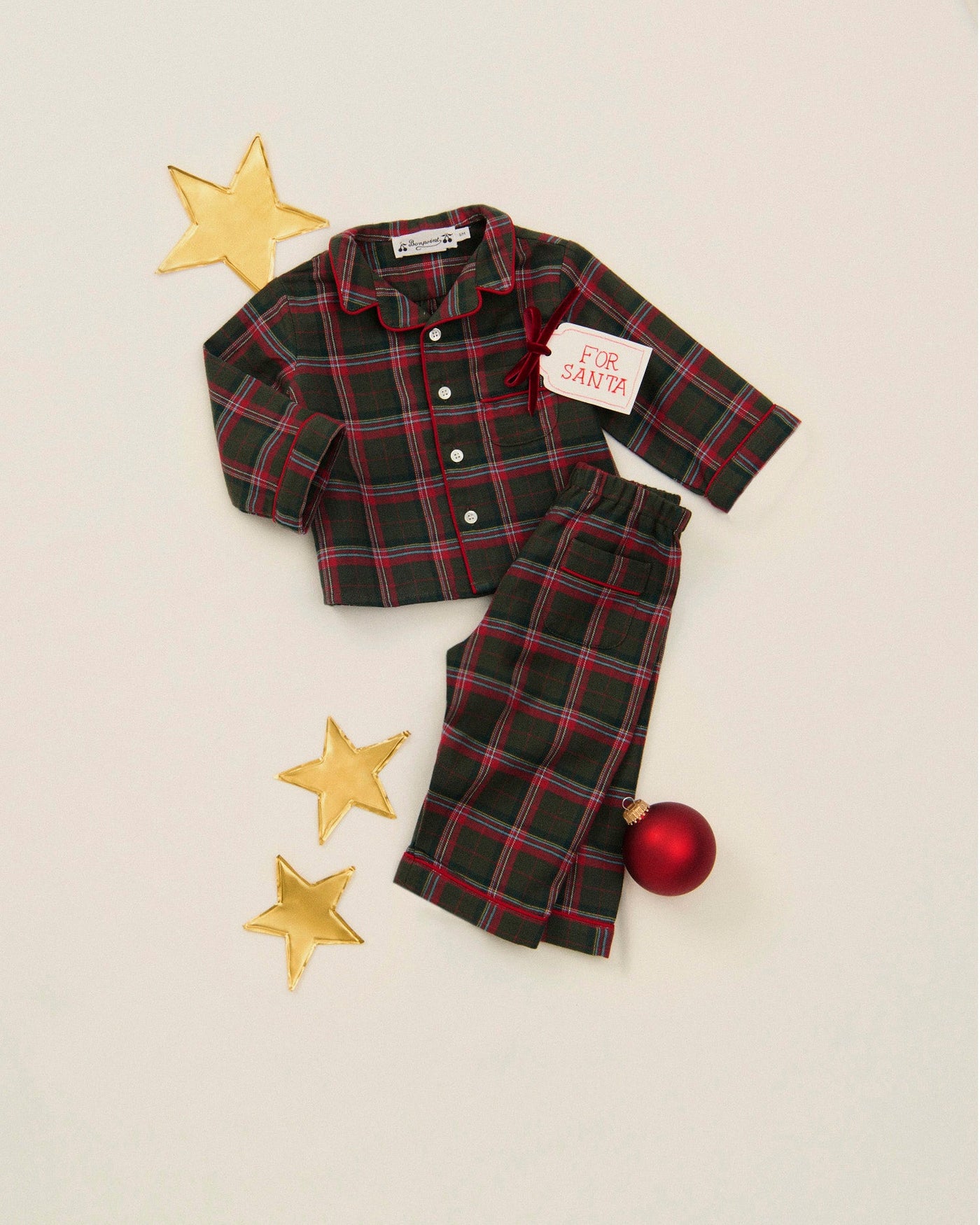 タータン柄オーガニックコットンパジャマ<br>145 €～