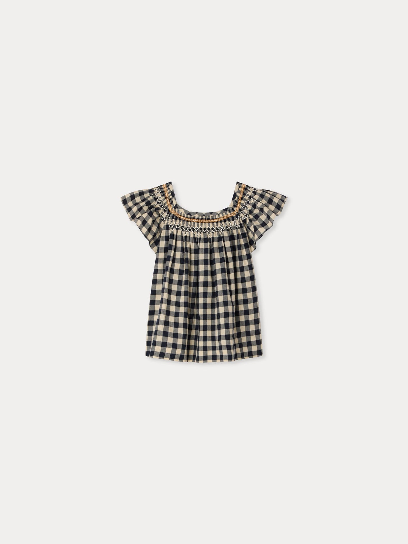 Carlie smocked and hand-embroidered blouse
