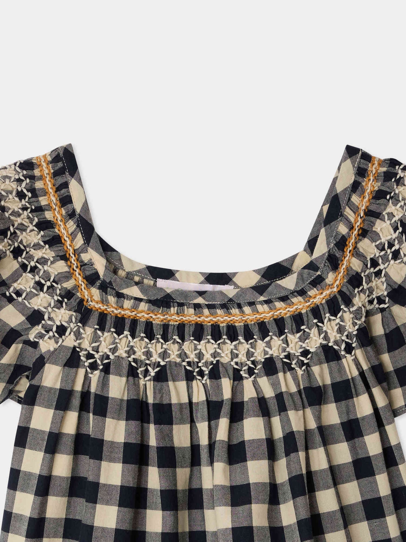 Carlie smocked and hand-embroidered blouse