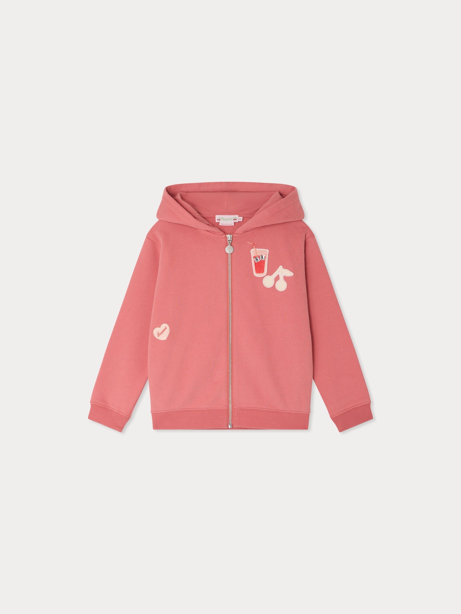 Bonpoint ボンポワン　エンブロイダリーチェリージャケット　8A Talent cherry embroidered hoodie in organic cotton • ボンポワン