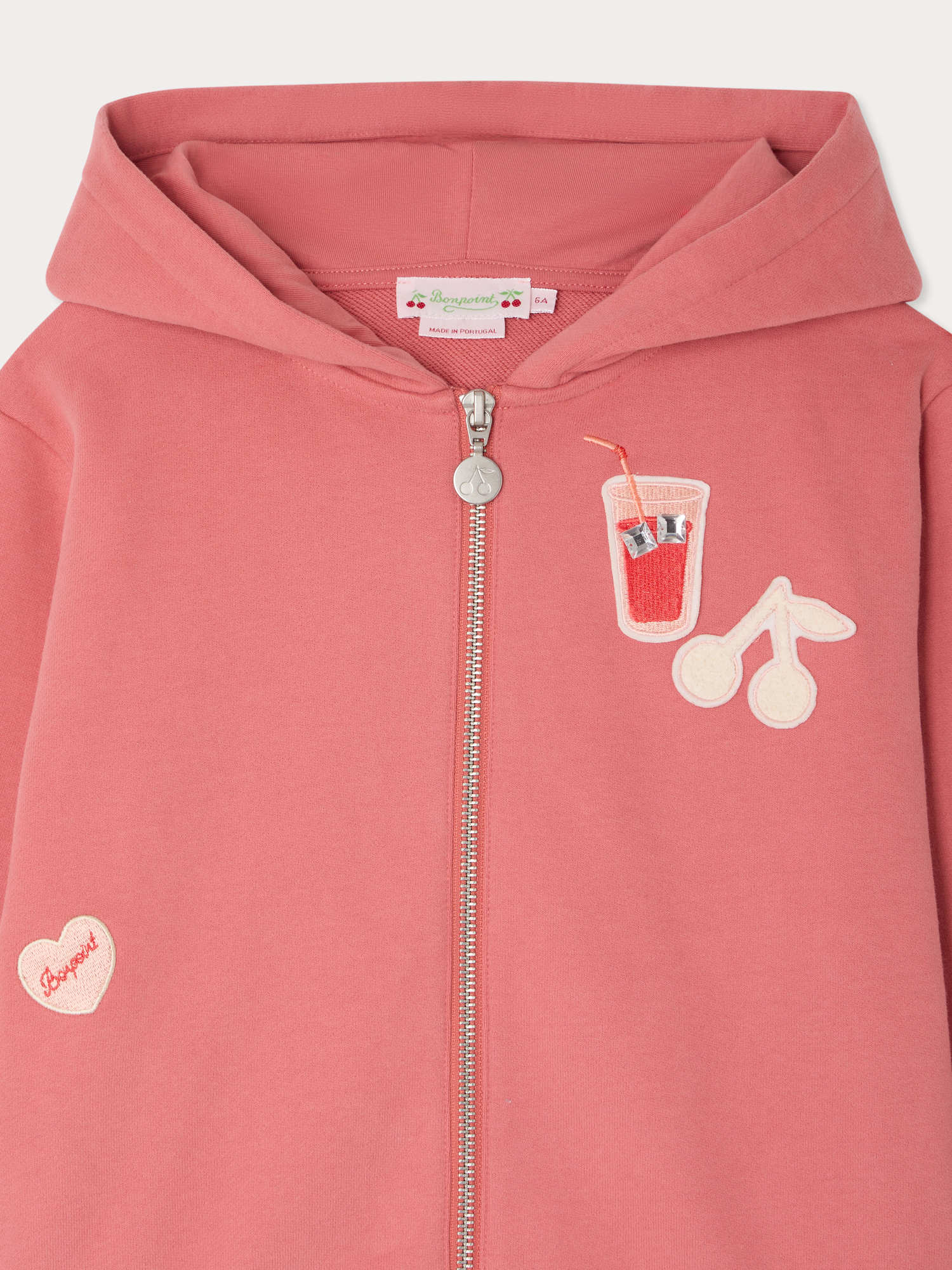 Talent cherry embroidered hoodie in organic cotton • ボンポワン
