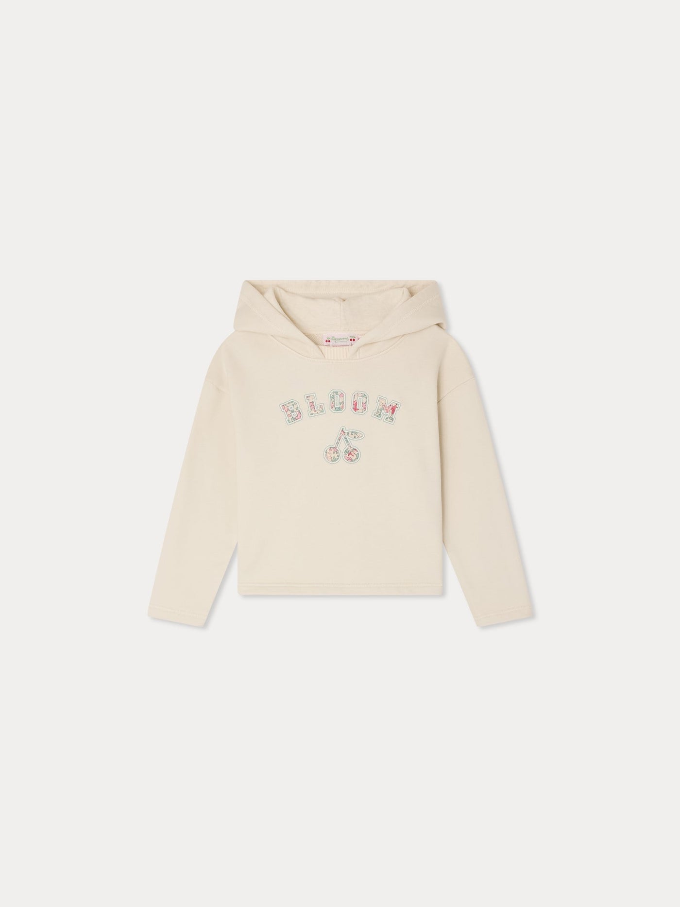 Carmine sweatshirt appliqué in Liberty fabric in organic cotton