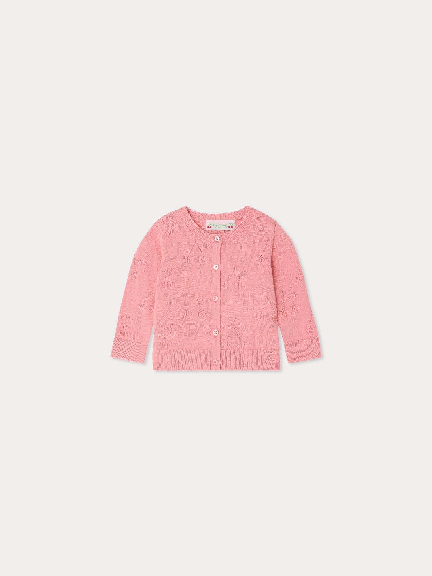 【Bonpoint】ボンポワン 長袖ウィークリーコンビネゾン 7枚セット 3m Teyana cardigan with round neck and fancy cherry knit in organic
