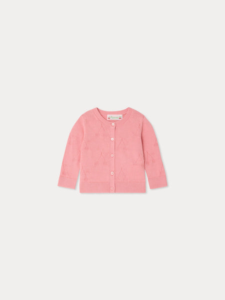 Teyana cardigan with round neck and fancy cherry knit in organic
