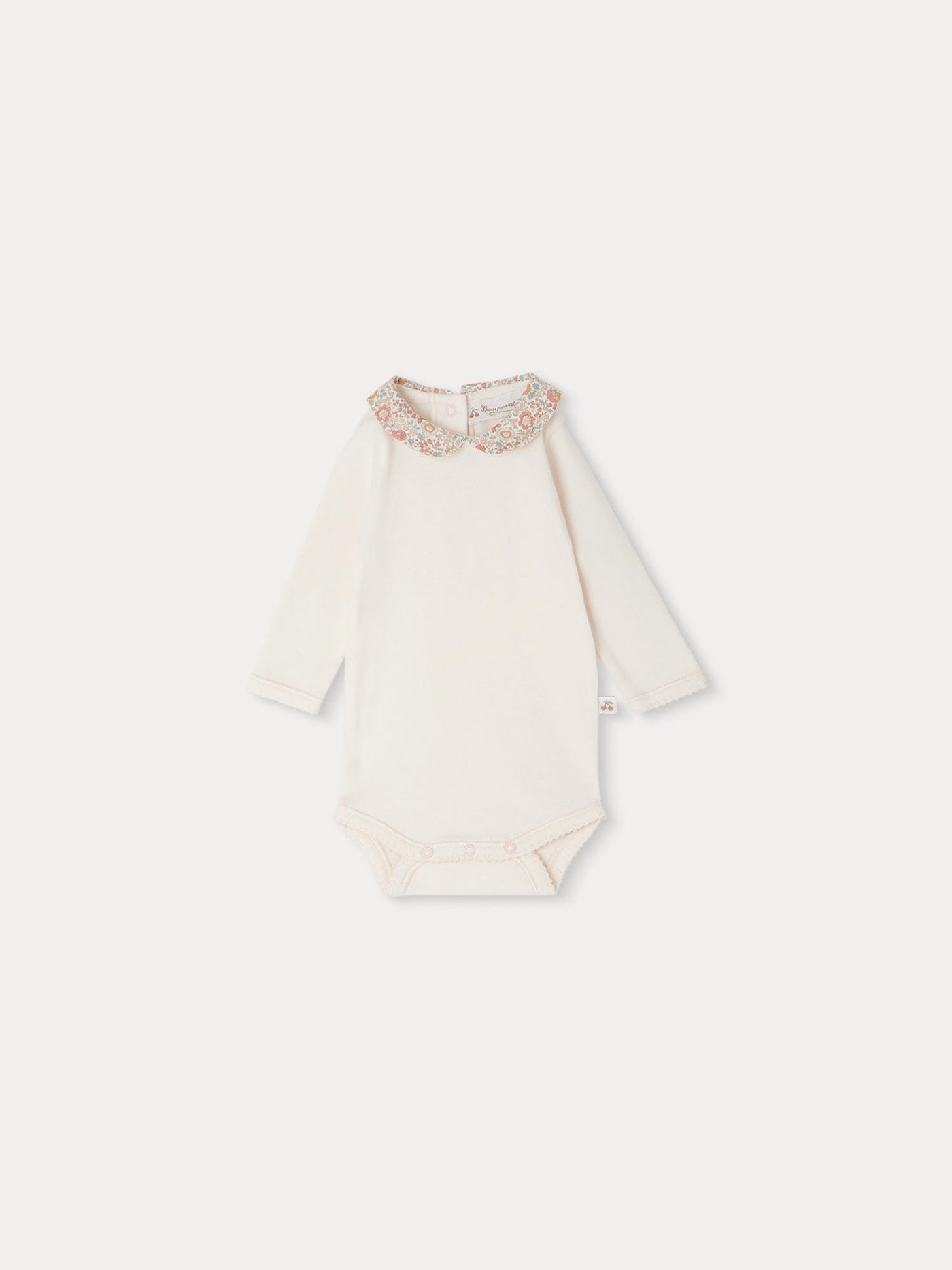 Cygne bodysuit with orange embroidered collar