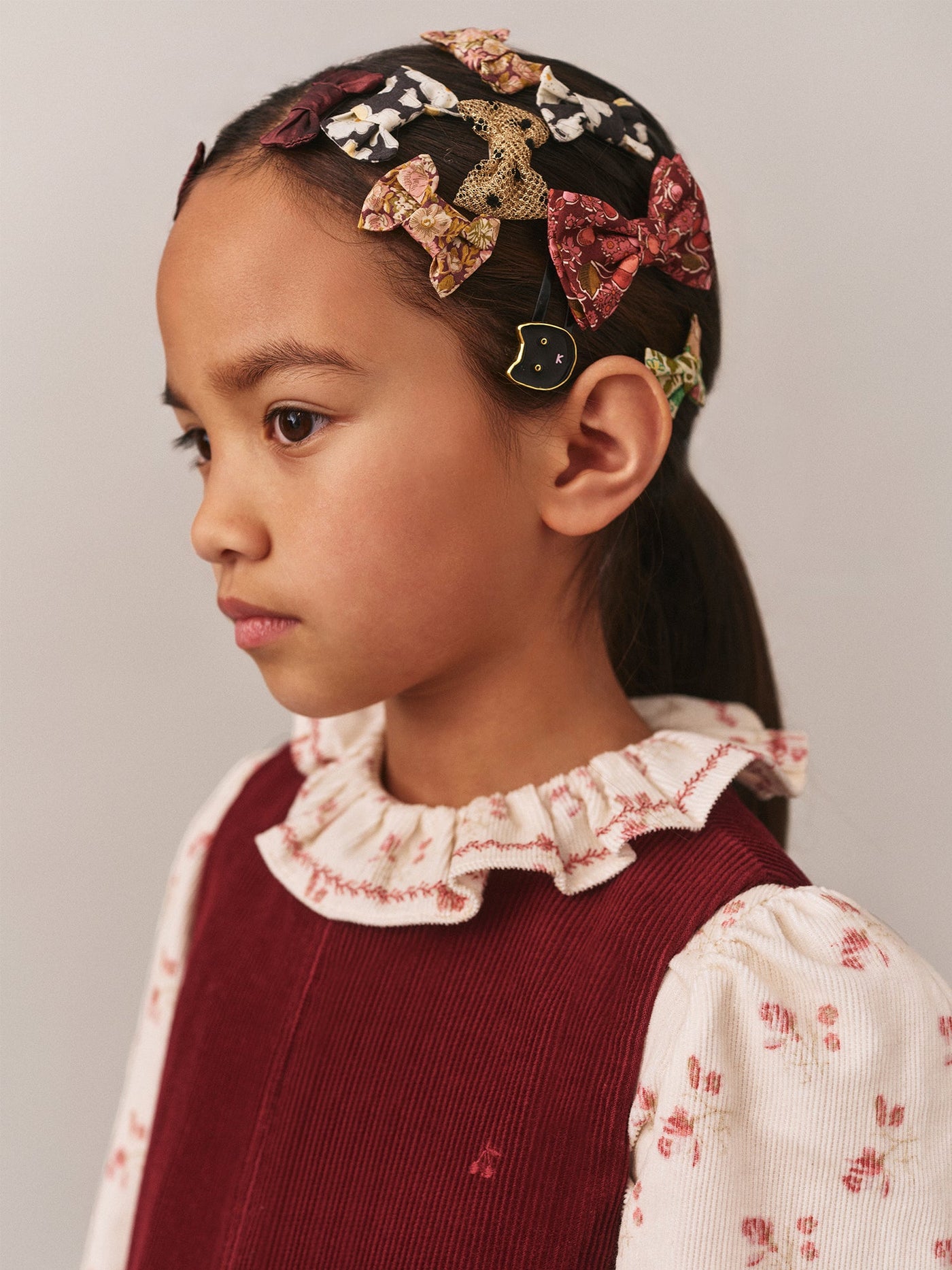 Tutu barrette in Liberty fabric in red organic cotton