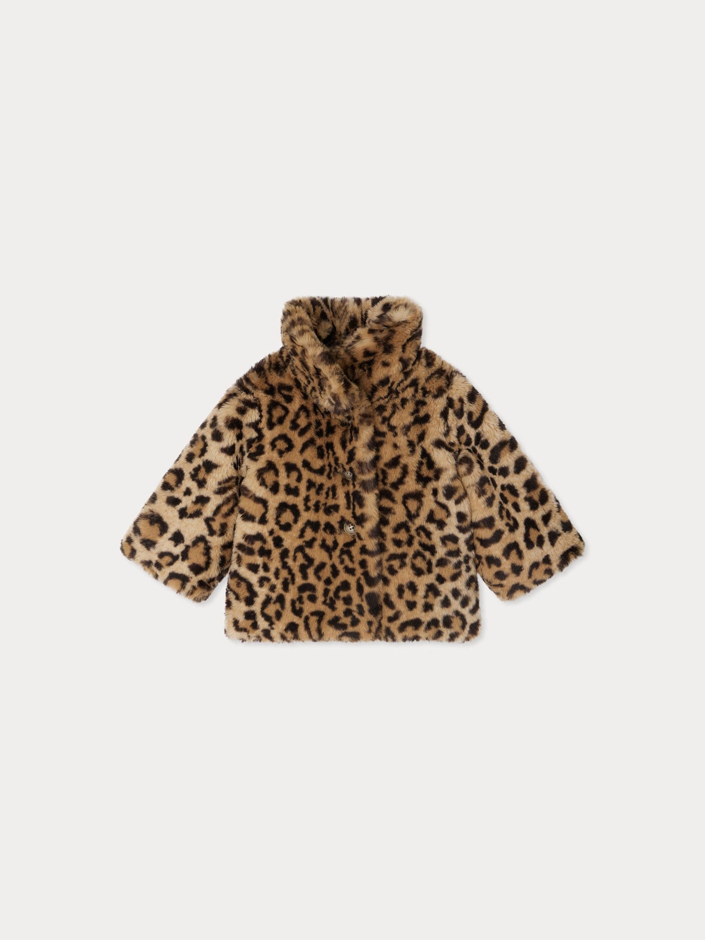 Softness coat in leopard print faux fur