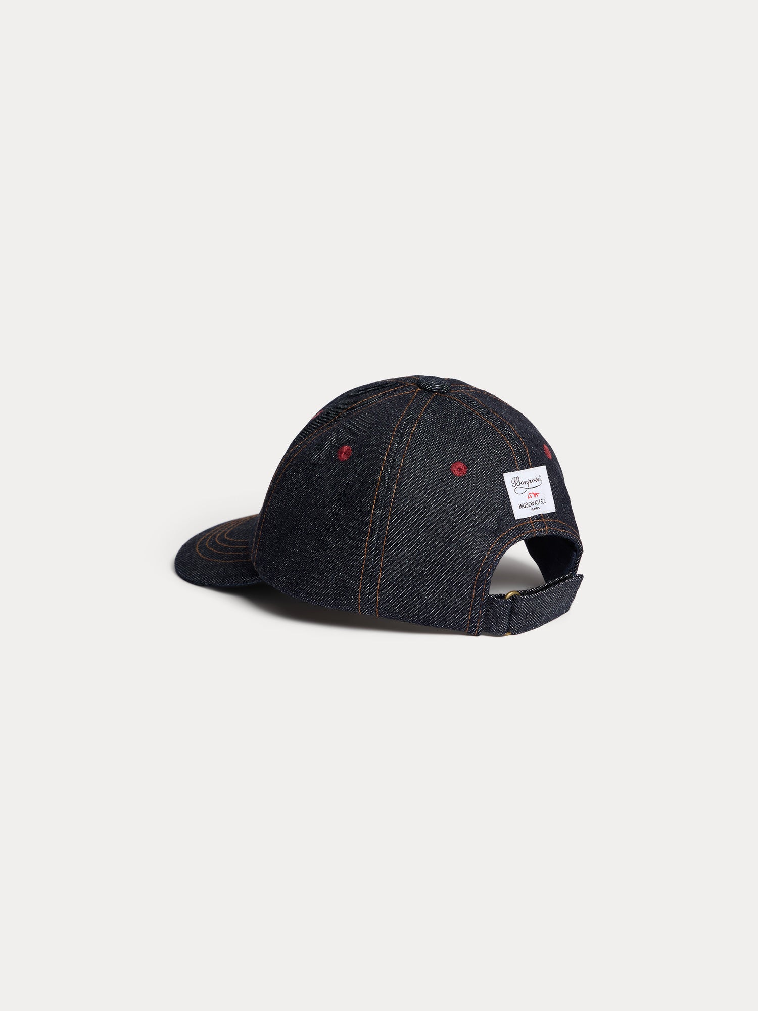 ボンポワン　キャップ Bonpoint x Maison Kitsuné フォックスパッチ デニムキャップ