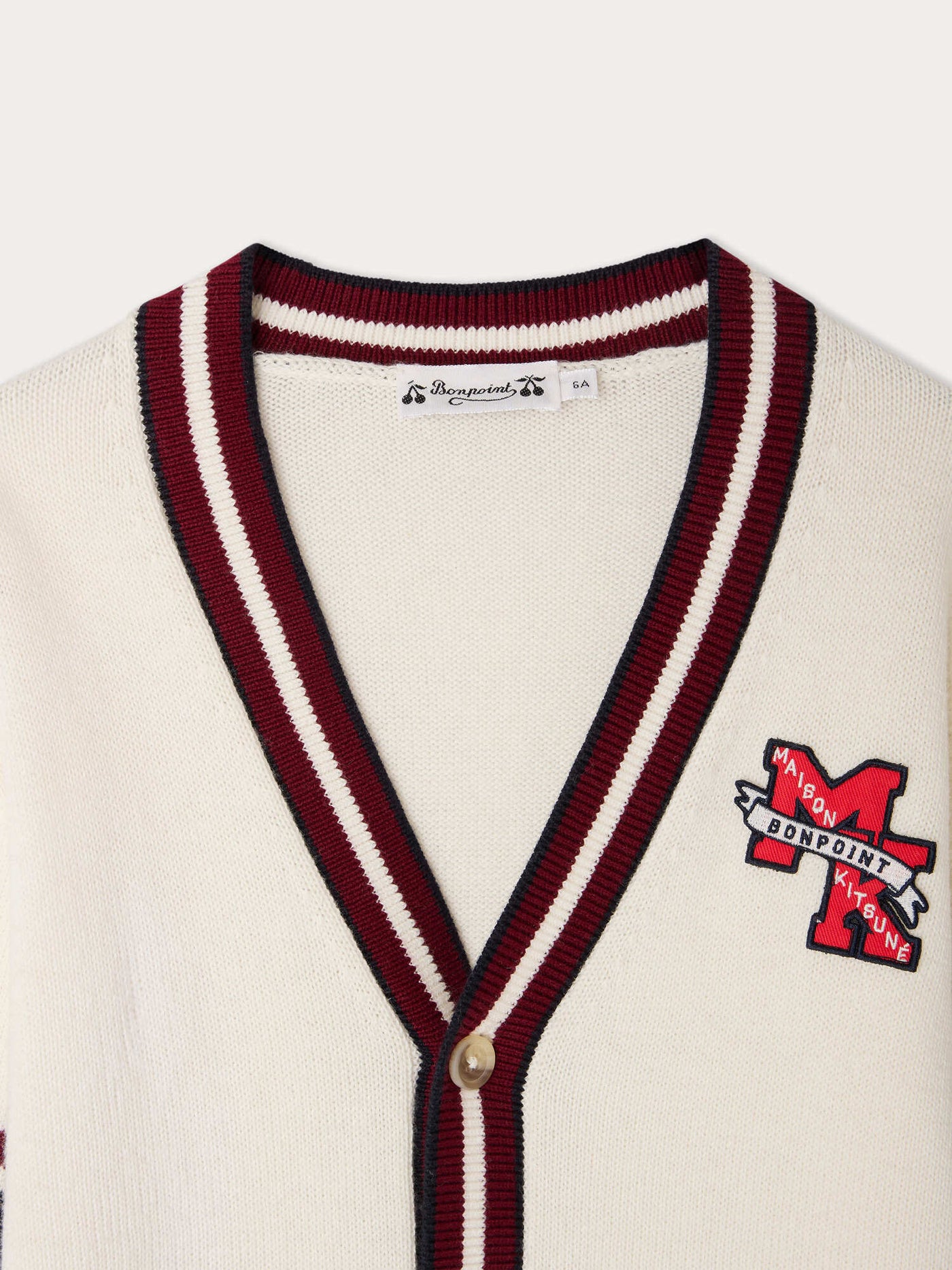 Bonpoint x Maison Kitsuné オーガニックコットン＆カシミヤ カレッジカーディガン