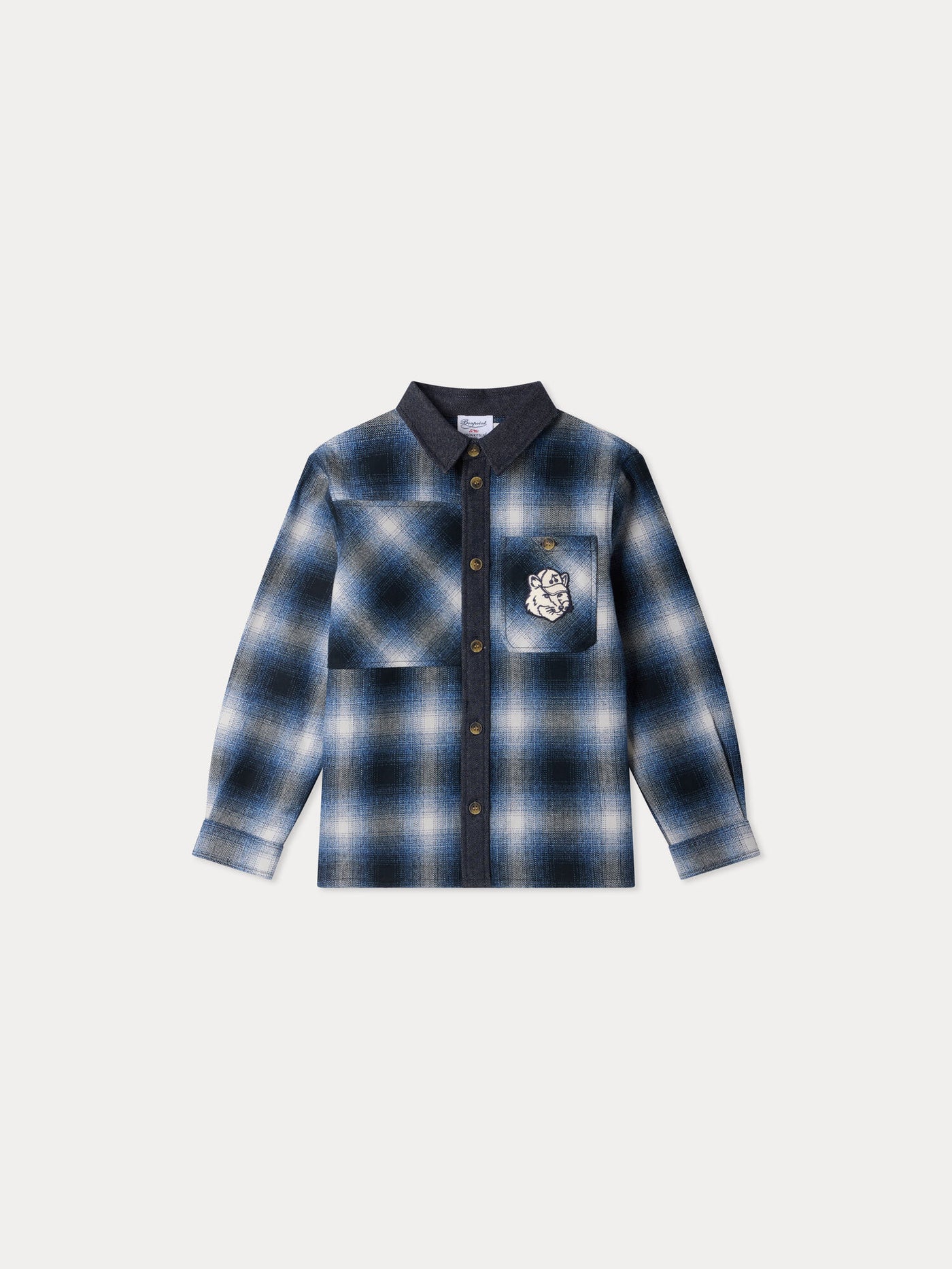 Bonpoint x Maison Kitsuné フォックスパッチ チェックシャツ