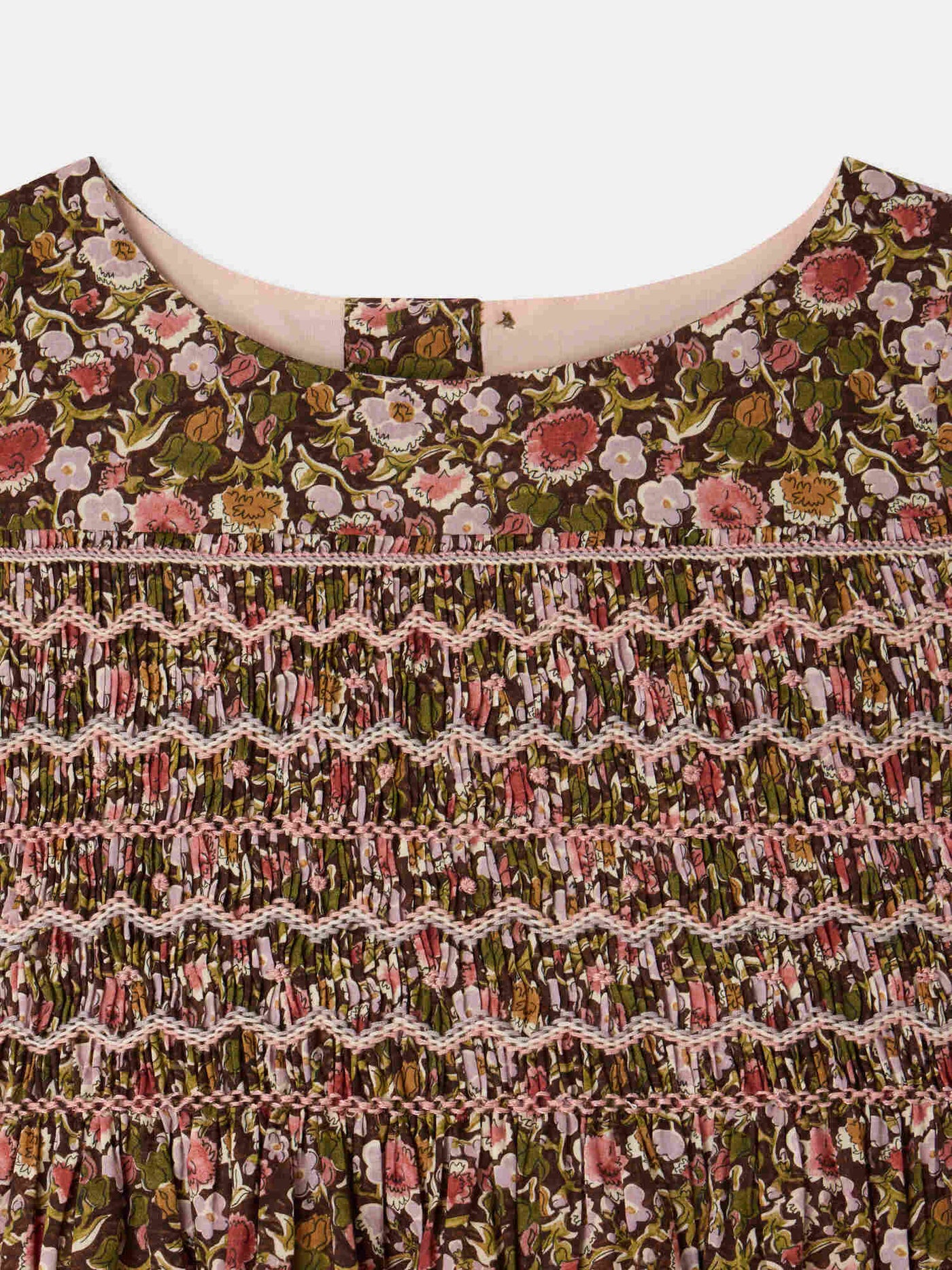 リバティファブリック 手刺繍スモッキングドレス