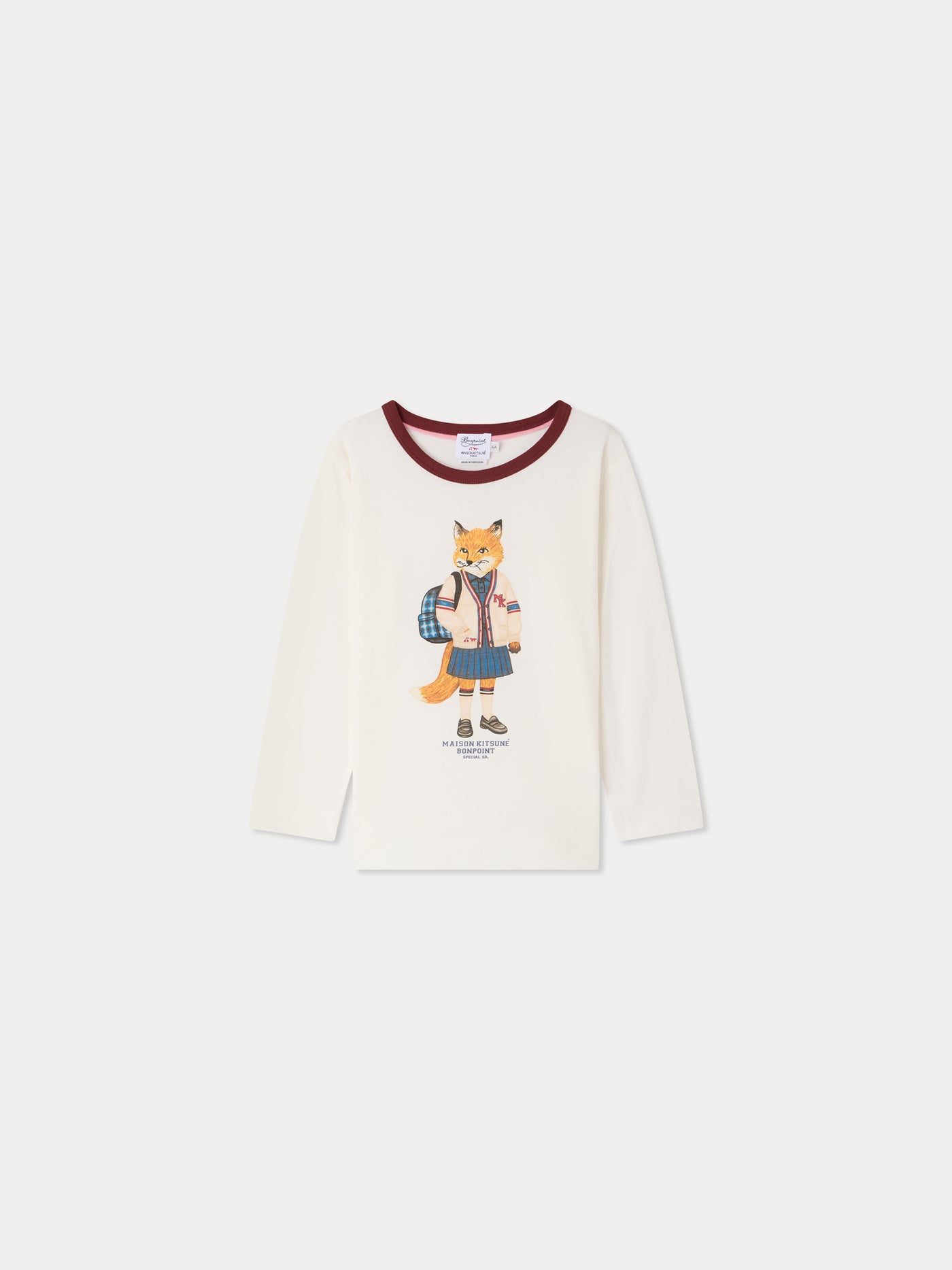 Bonpoint x Maison Kitsuné カレッジフォックス長袖Tシャツ