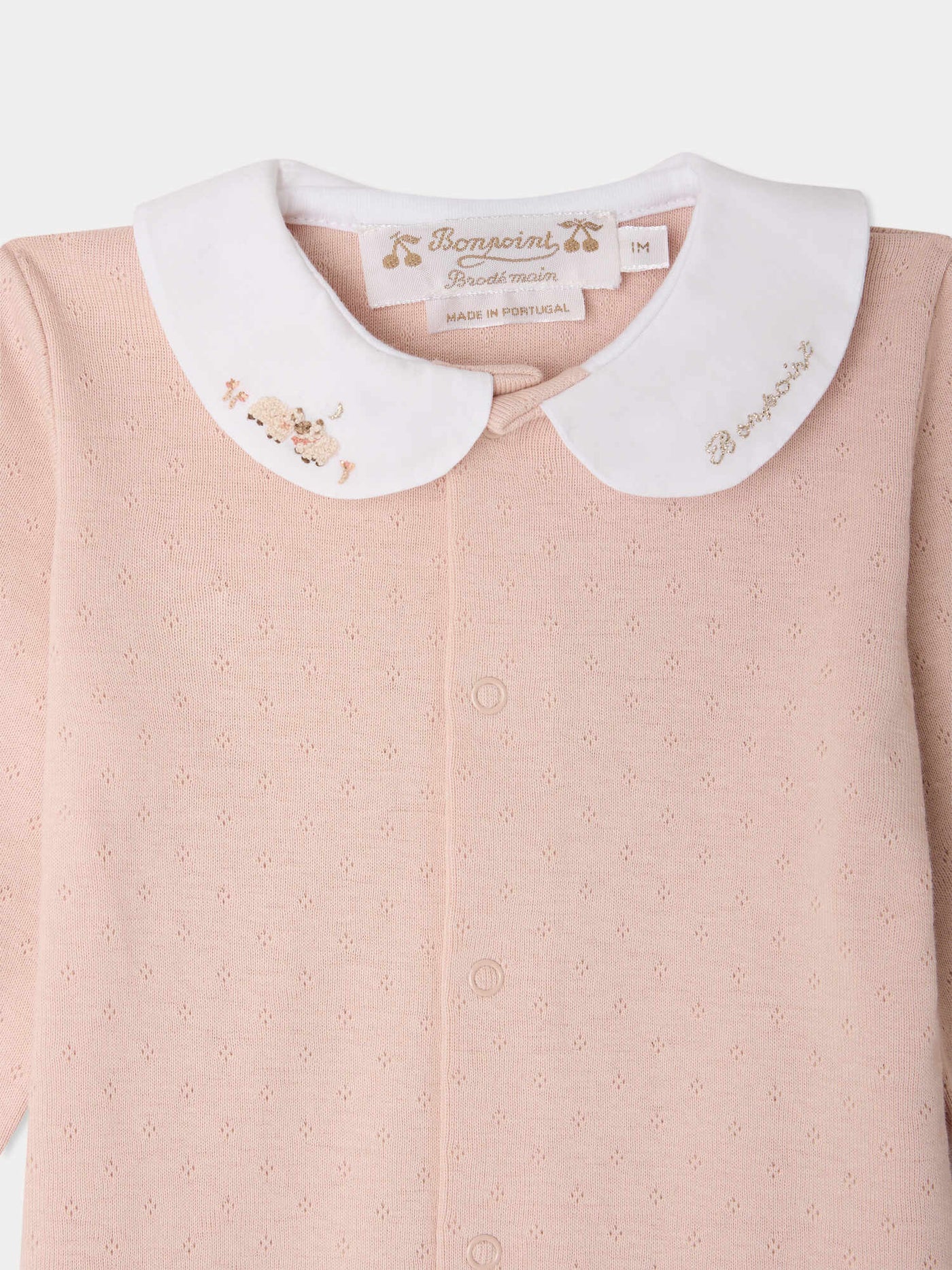 Cayla pajamas with hand embroidered lambs in organic cotton