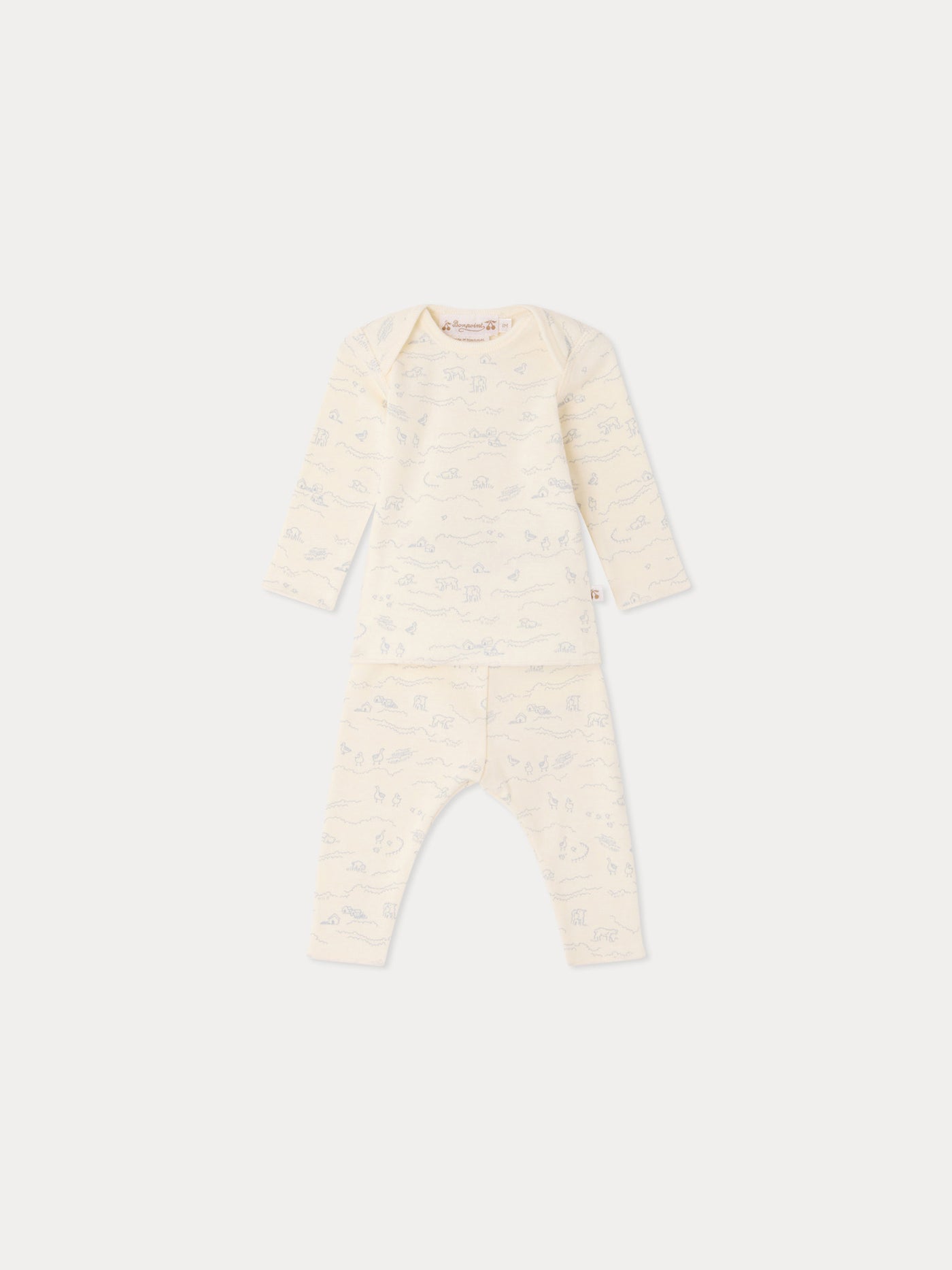 Timi set with sheep print in organic cotton