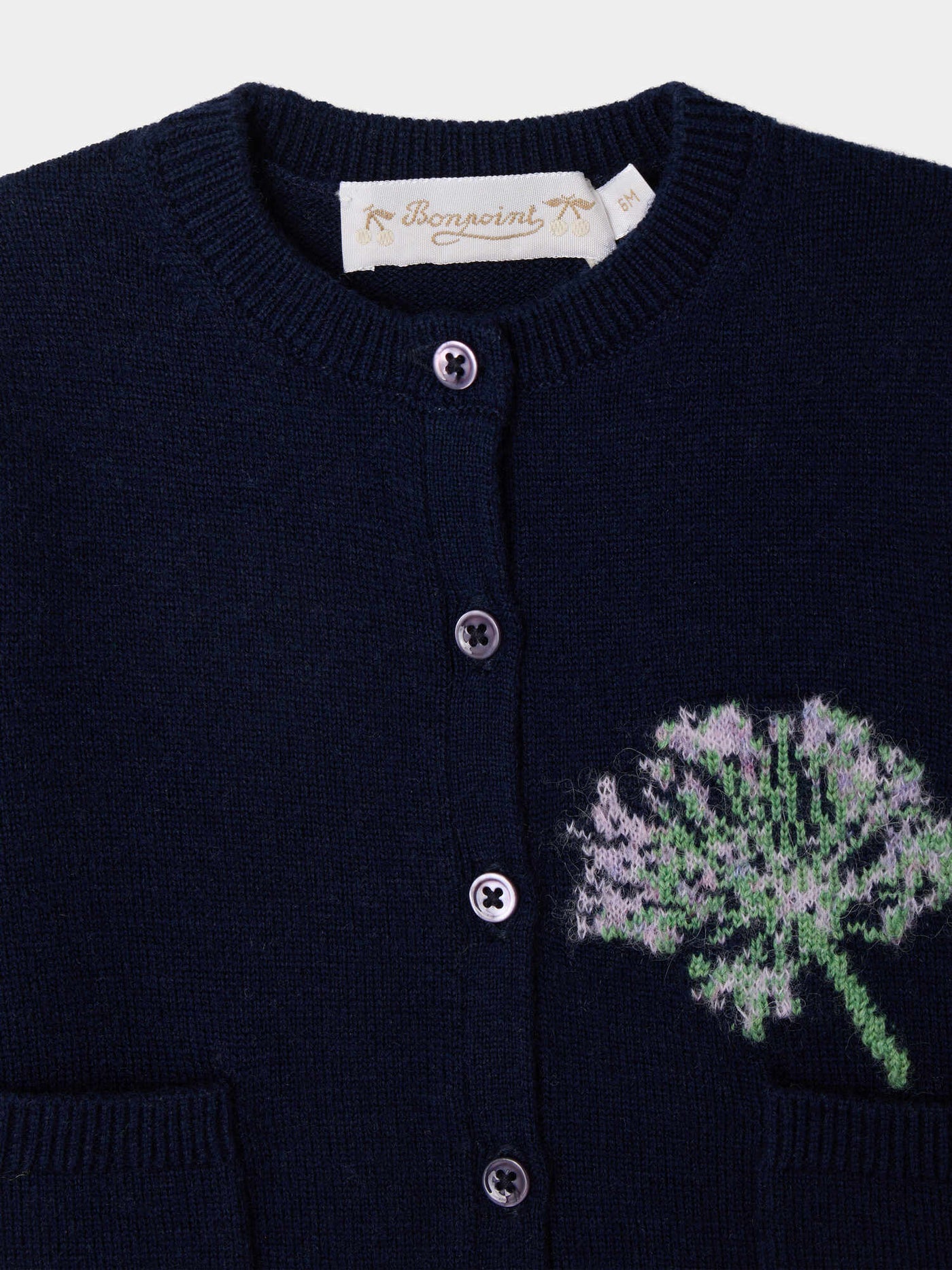Bonpoint x MoMA フローラルインターシャベビーカーディガン