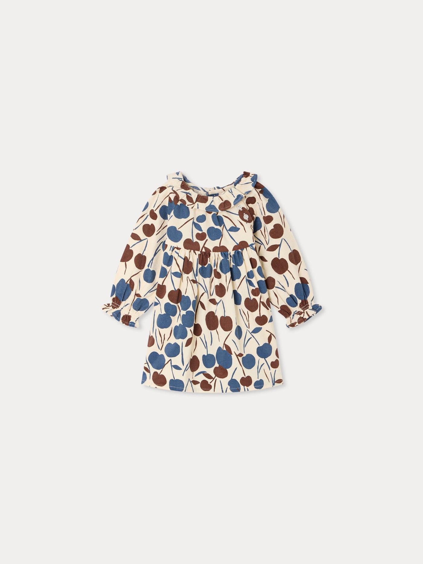 Melyssa baby dress with cherry print in organic cotton velvet