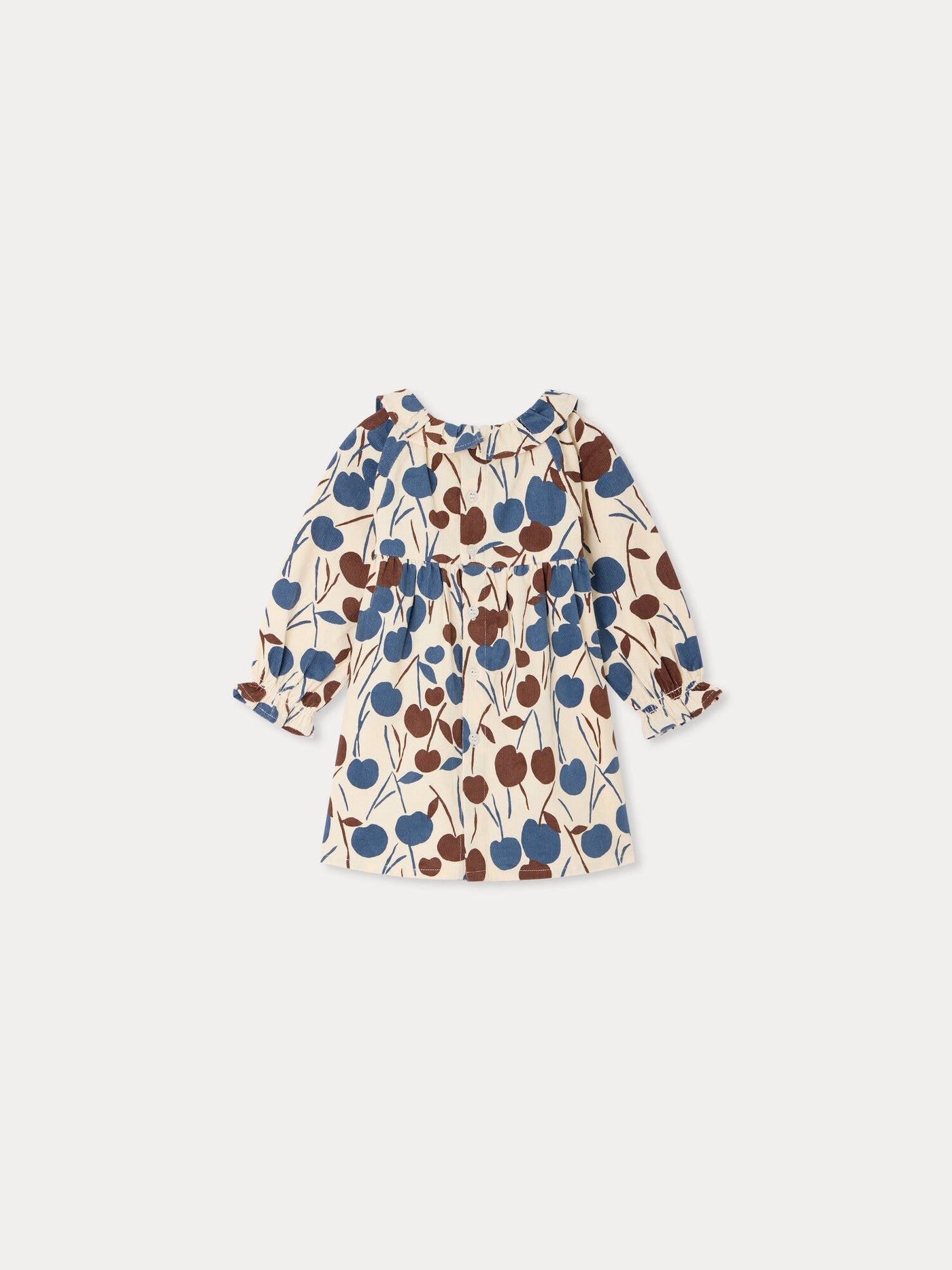 Melyssa baby dress with cherry print in organic cotton velvet