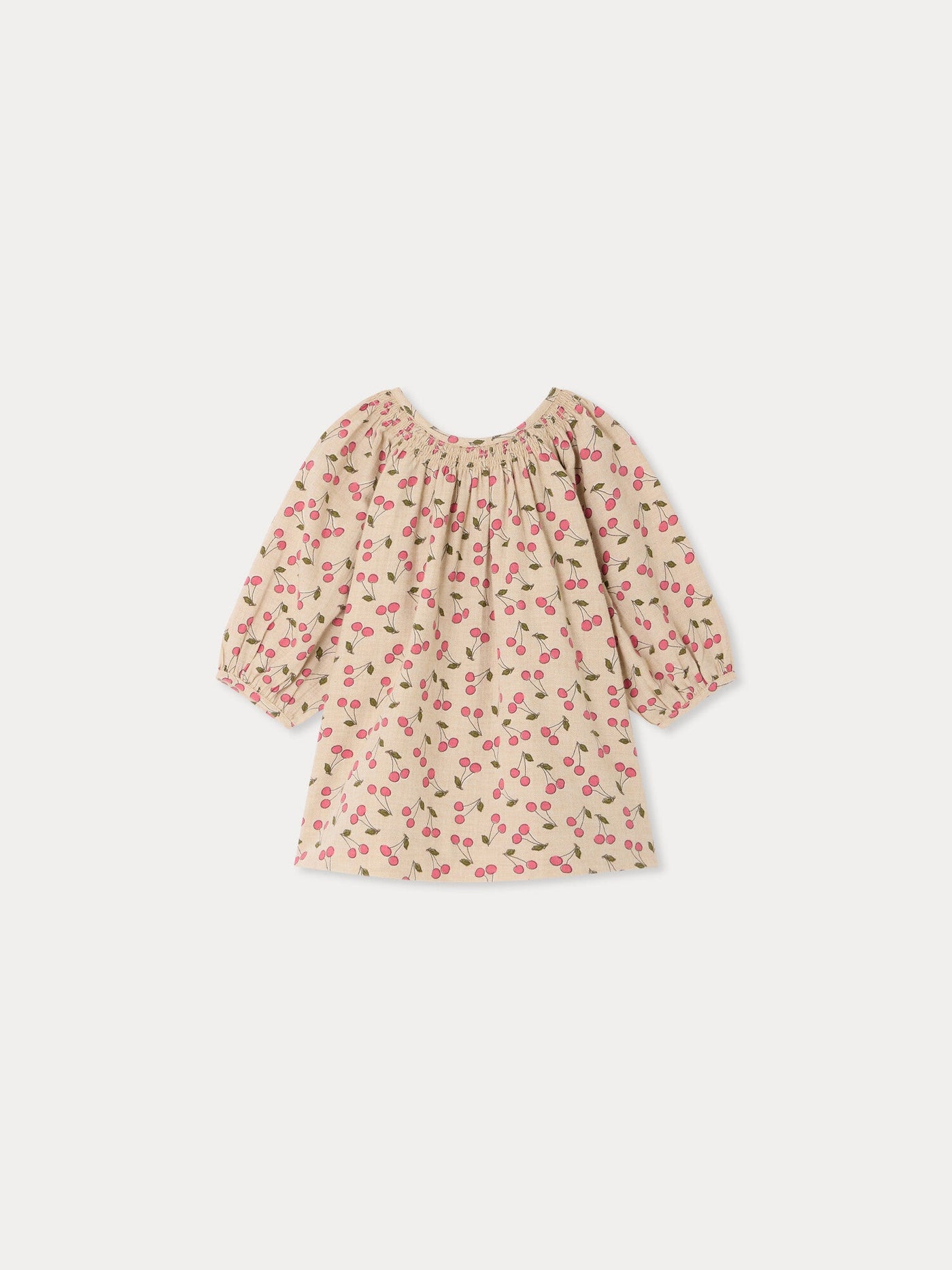 Muce baby dress smocked cherry print organic cotton