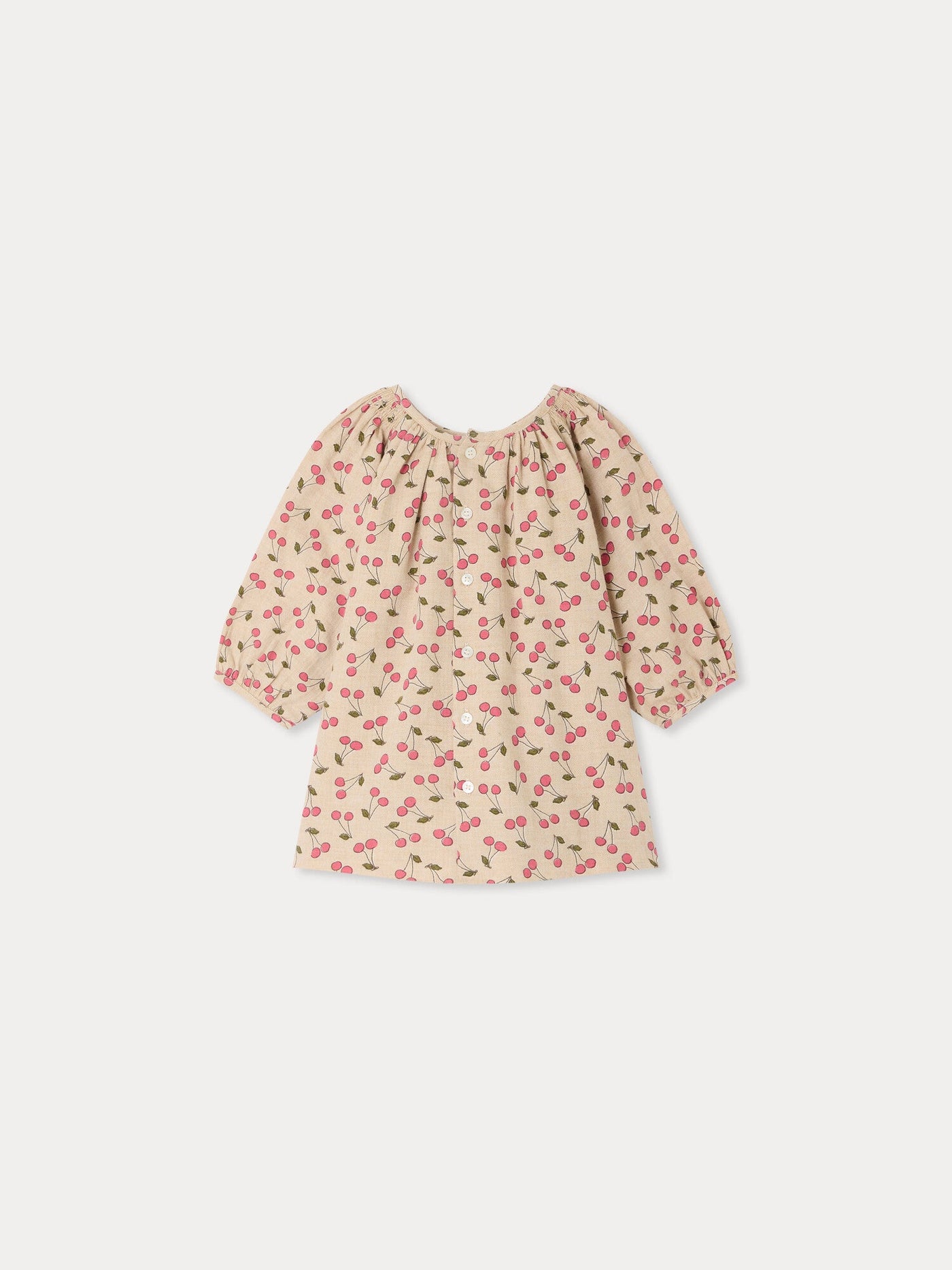 Muce baby dress smocked cherry print organic cotton