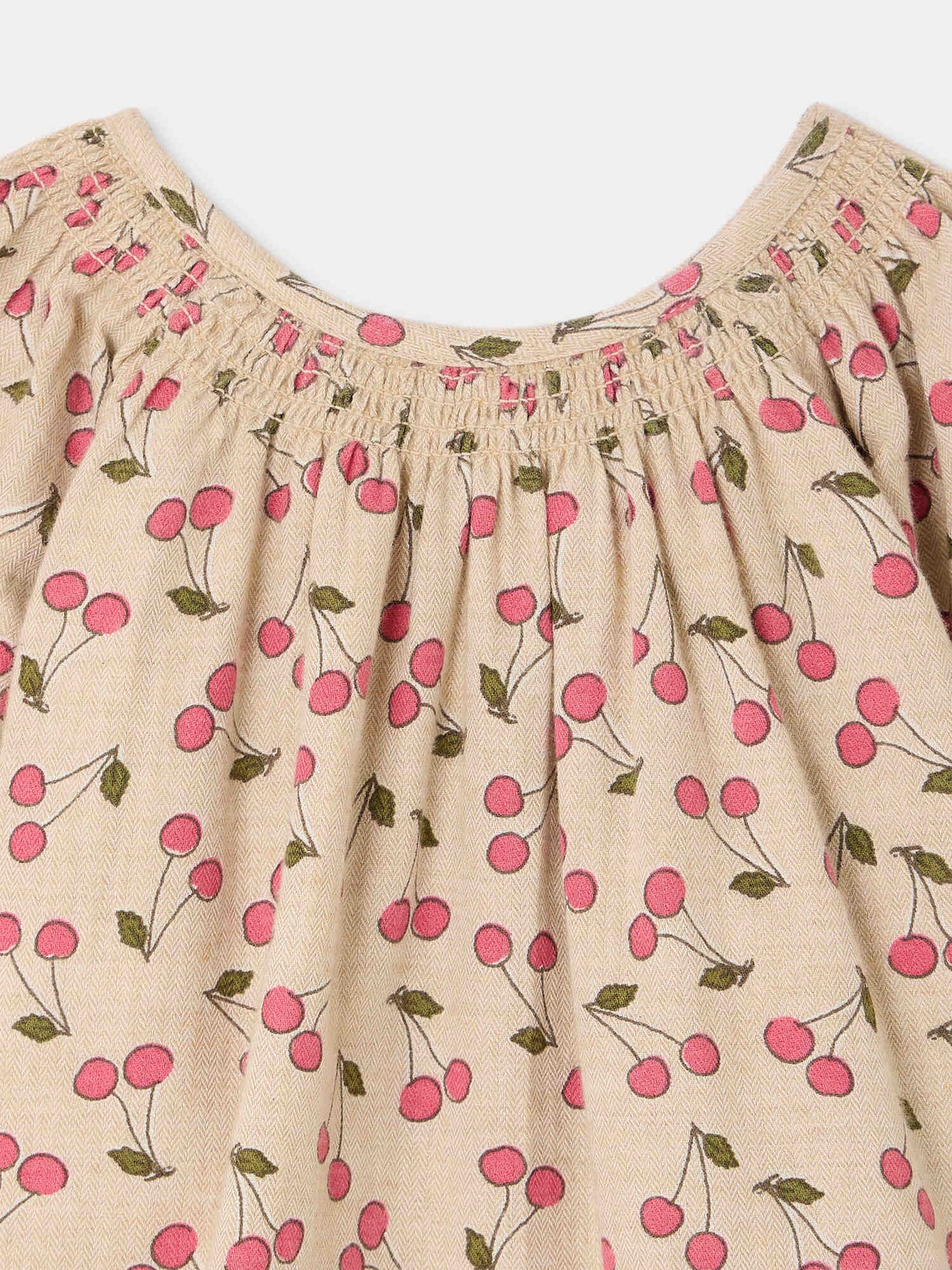 Muce baby dress smocked cherry print organic cotton