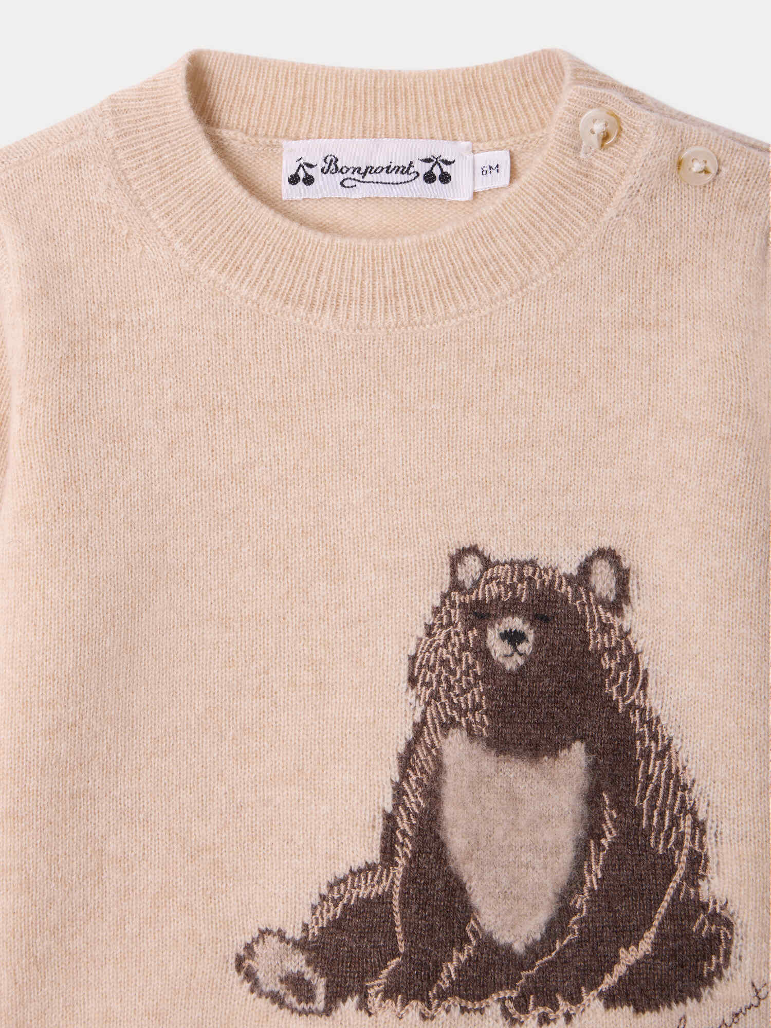ボンポワン　カシミヤ　セーター　6M 無染色カシミヤ ベアインターシャセーター • ボンポワン公式オンライン