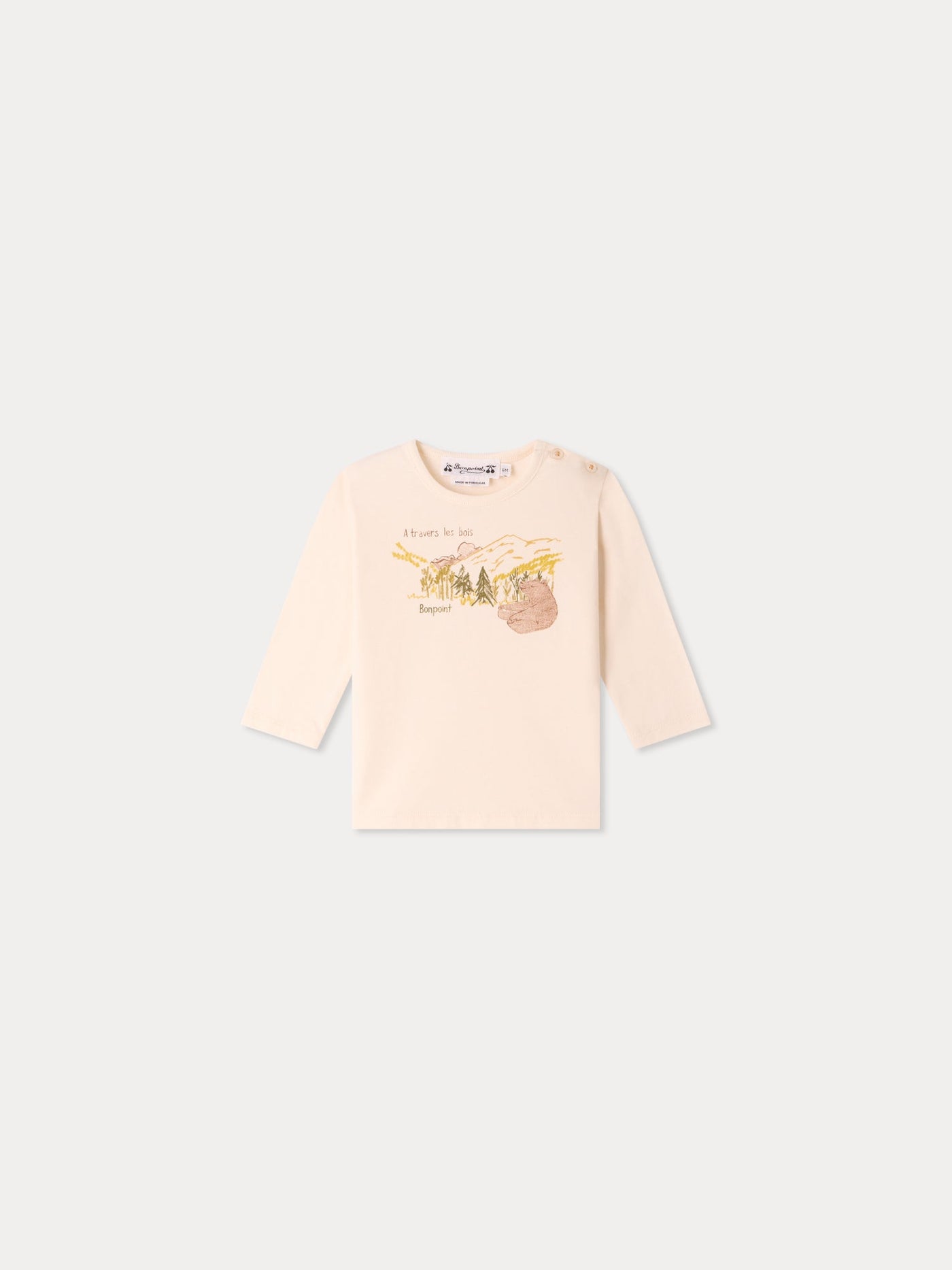 無染色オーガニックコットン ベアプリントTシャツ