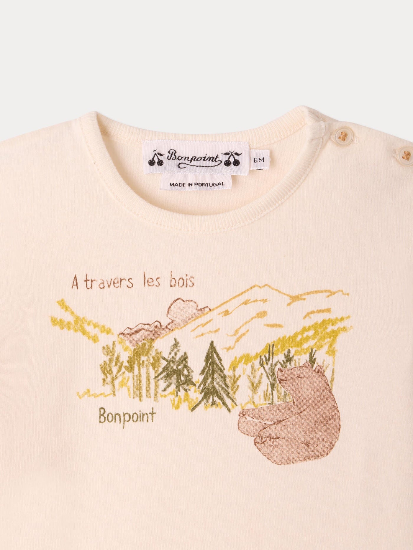 無染色オーガニックコットン ベアプリントTシャツ