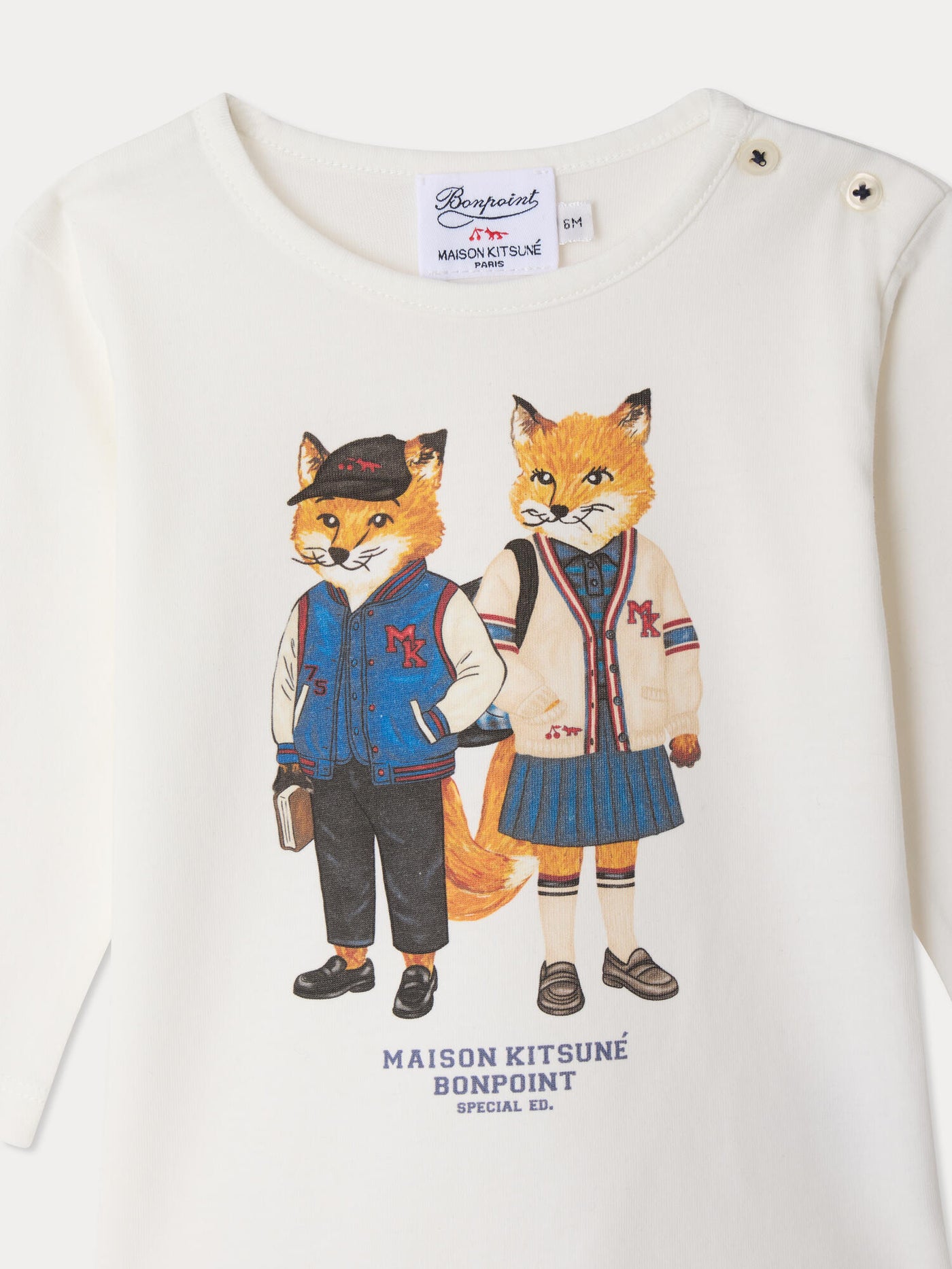 Bonpoint x Maison Kitsuné カレッジフォックスTシャツ
