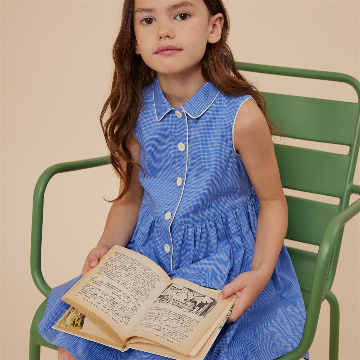 ボンポワン クチュールライン キッズリネンドレス ワンピース 6A ボンポワン クチュールライン キッズリネンドレス ワンピース 6A