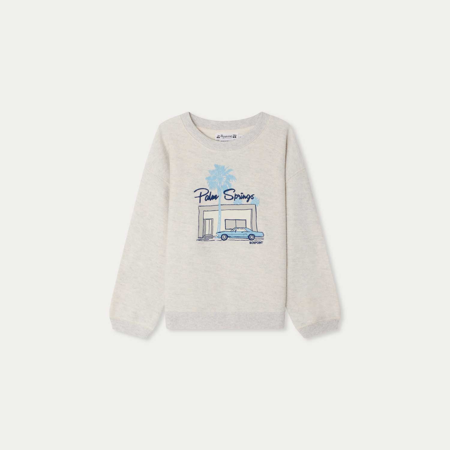 パームスプリングス刺繍 ヘザードフリーススウェット