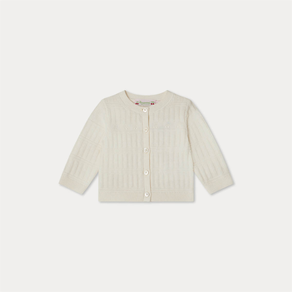 ボンポワン/BONPOINT‡140cm カーディガン 白 カシミヤ100%【中古