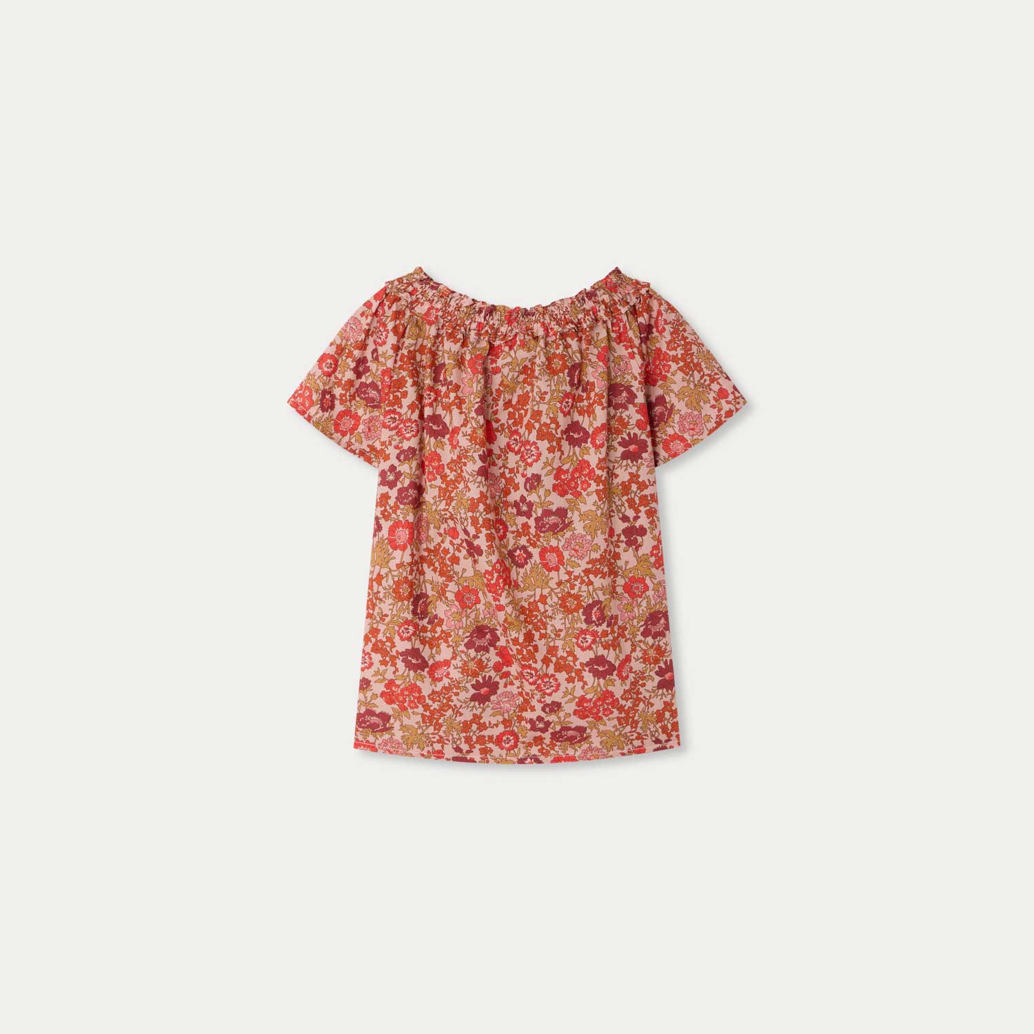 リバティファブリック ギャザーネック ブラウス